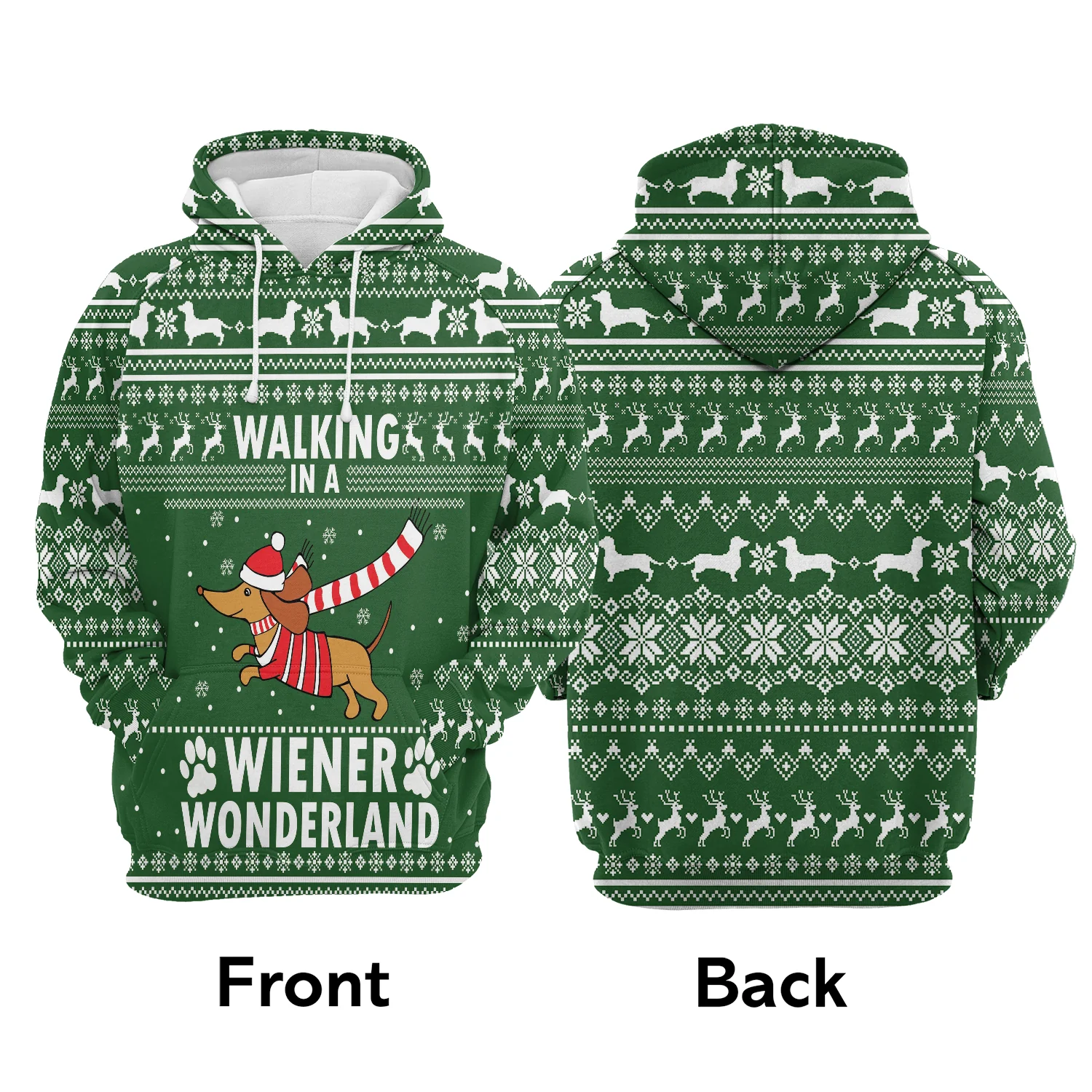 Dachshund Pullover Premium Hoodie Walking In A Wiener Wonderland, Perfect Outfit For Men And Women On Christmas New Year Autumn Winter - Image 3