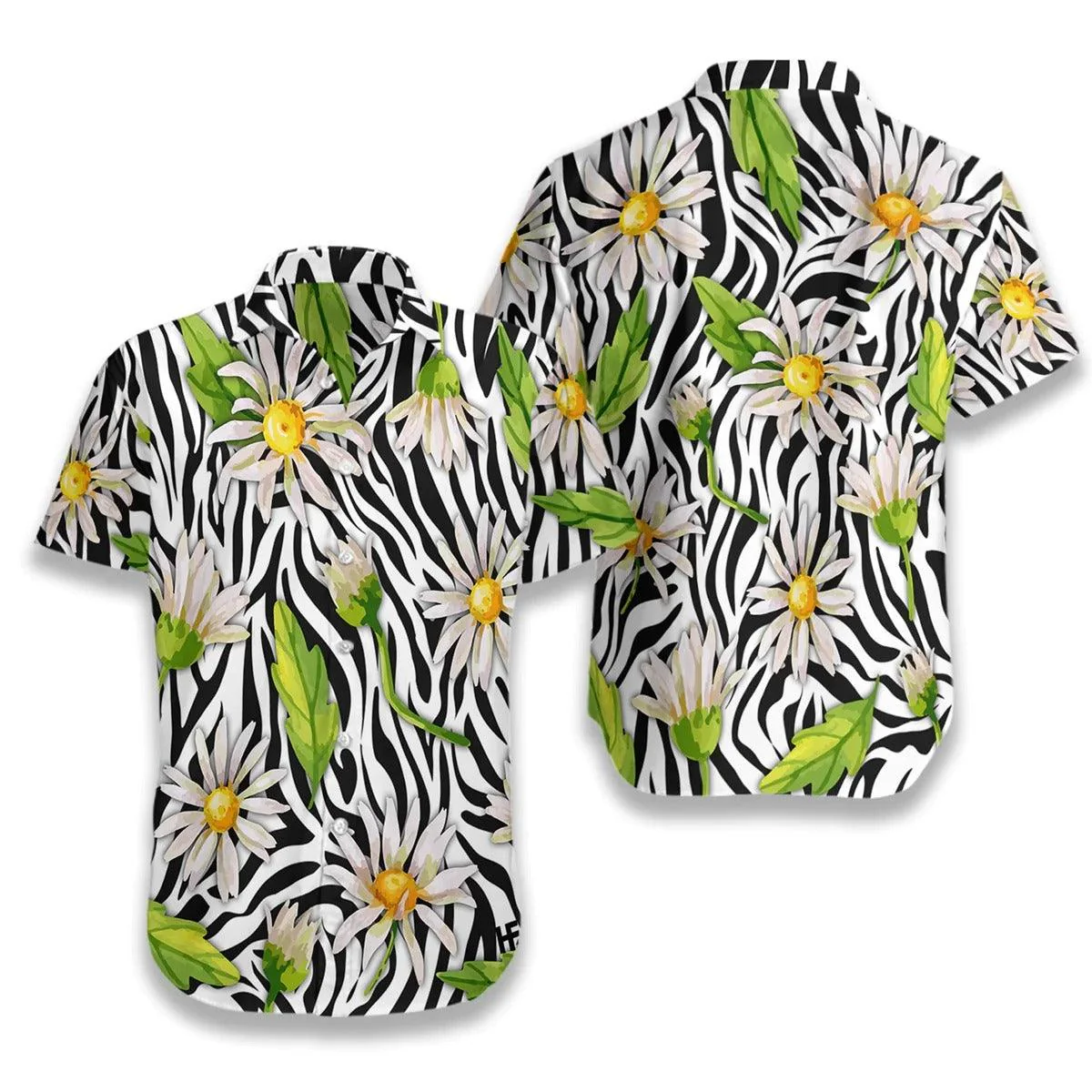Daisy Hawaiian Shirt, Daisy Zebra Watercolor Painting Art Hawaiian Shirt, Funny Aloha Shirt - Gift For Beach Lovers, Friends, Family, Summer Lovers - Image 2