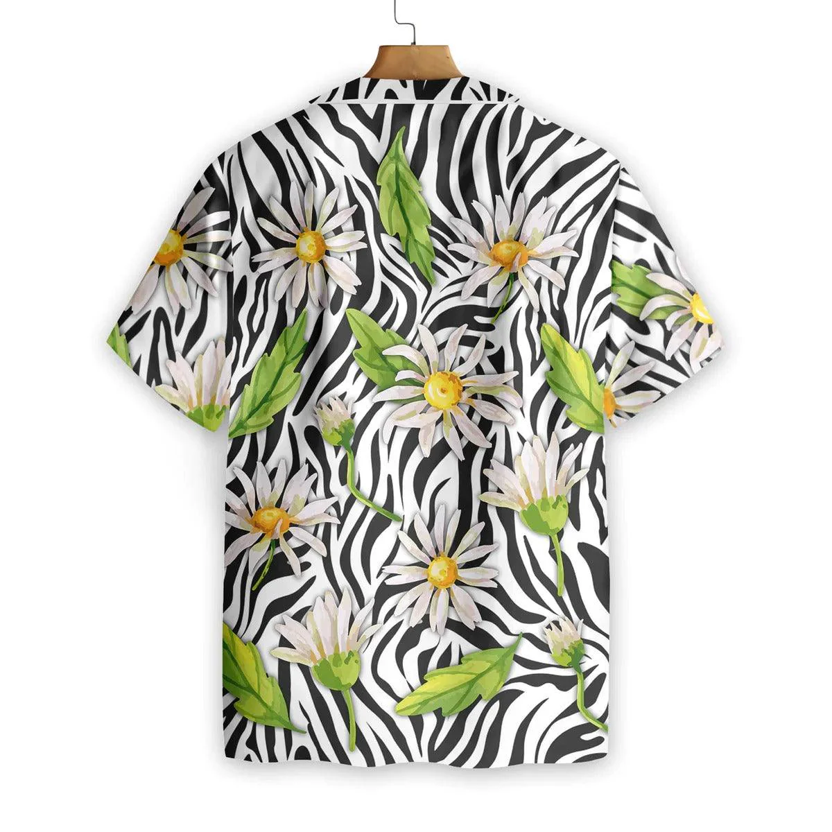 Daisy Hawaiian Shirt, Daisy Zebra Watercolor Painting Art Hawaiian Shirt, Funny Aloha Shirt - Gift For Beach Lovers, Friends, Family, Summer Lovers - Image 3