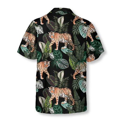 Dark Jungle Exotic Tiger Pattern Hawaiian Shirt, Tropical Summer Tiger Aloha Shirt For Men - Perfect Gift For Tiger Lovers, Friend, Family - Image 3