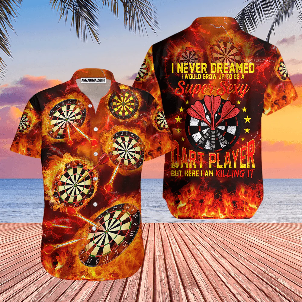 Darts Aloha Hawaiian Shirts For Summer, Flame Dartboard Hawaiian Shirt For Men Women, Gift For Friend, Darts Lovers, Darts Players - I Never Dreamed