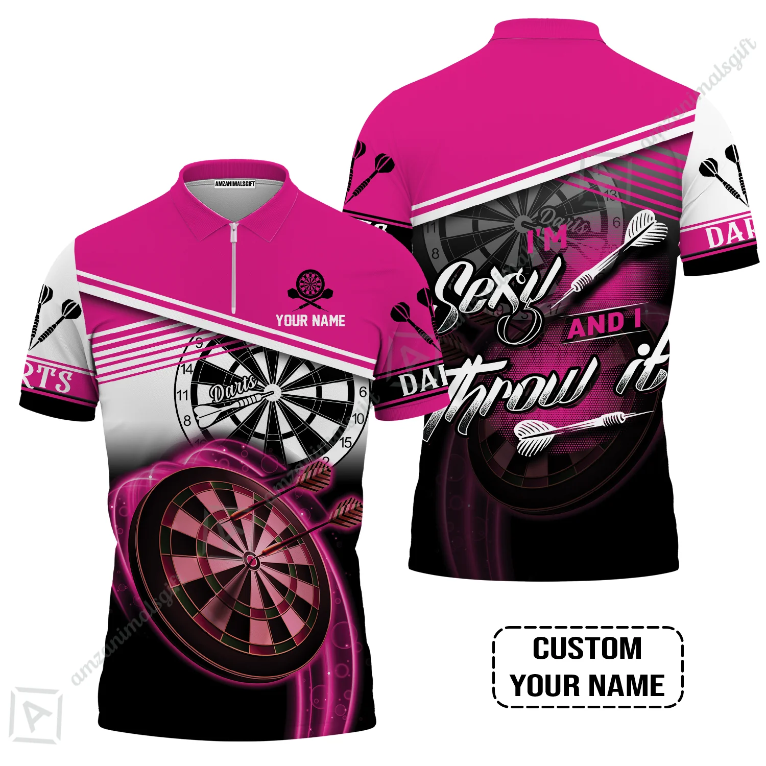 Darts Custom Name Aloha Hawaiian Shirt For Summer, Pink Dart Board Personalized Hawaiian Shirt, Gift For Darts Team Players, I'm Sexy And I Throw It - Image 6