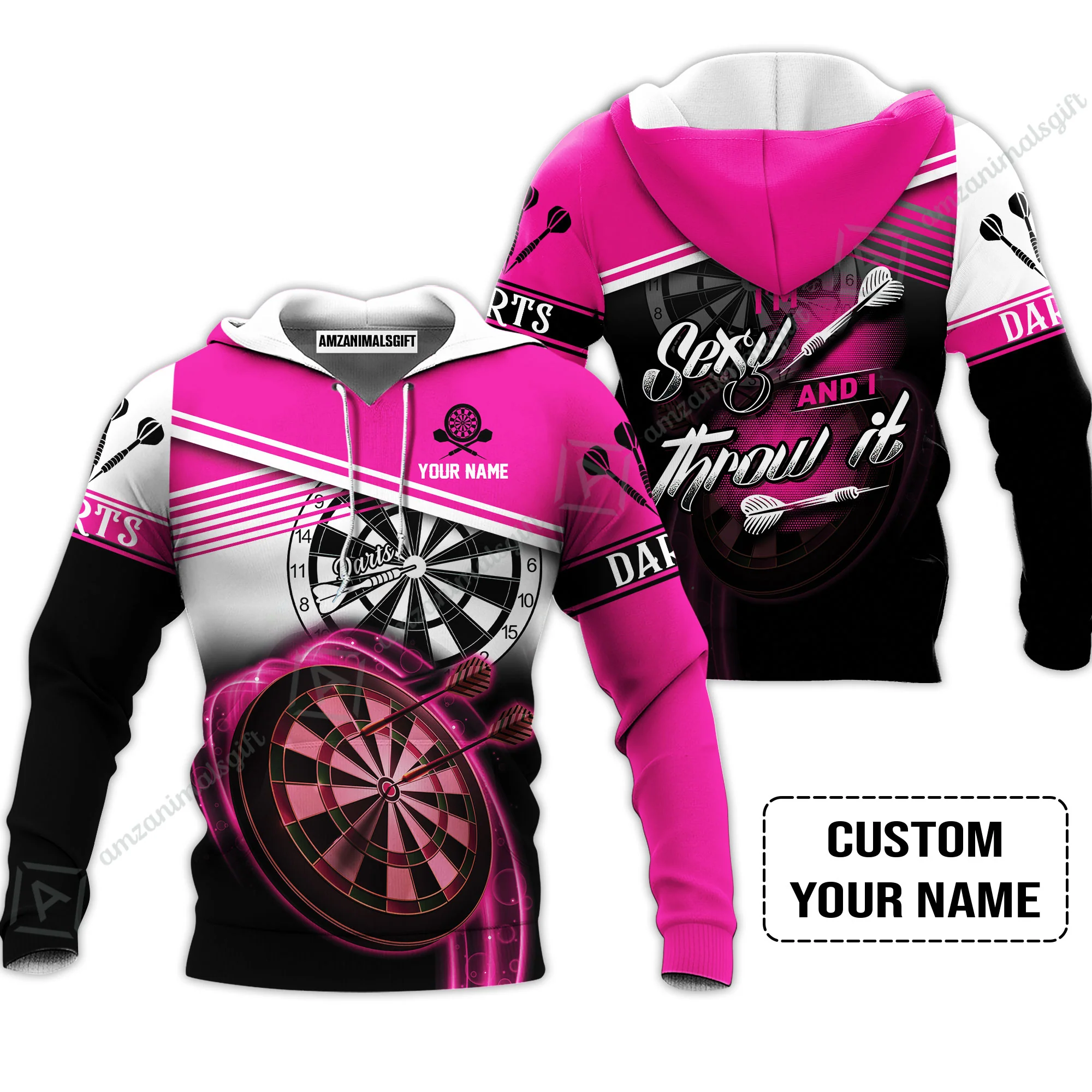 Darts Custom Name Aloha Hawaiian Shirt For Summer, Pink Dart Board Personalized Hawaiian Shirt, Gift For Darts Team Players, I'm Sexy And I Throw It - Image 9