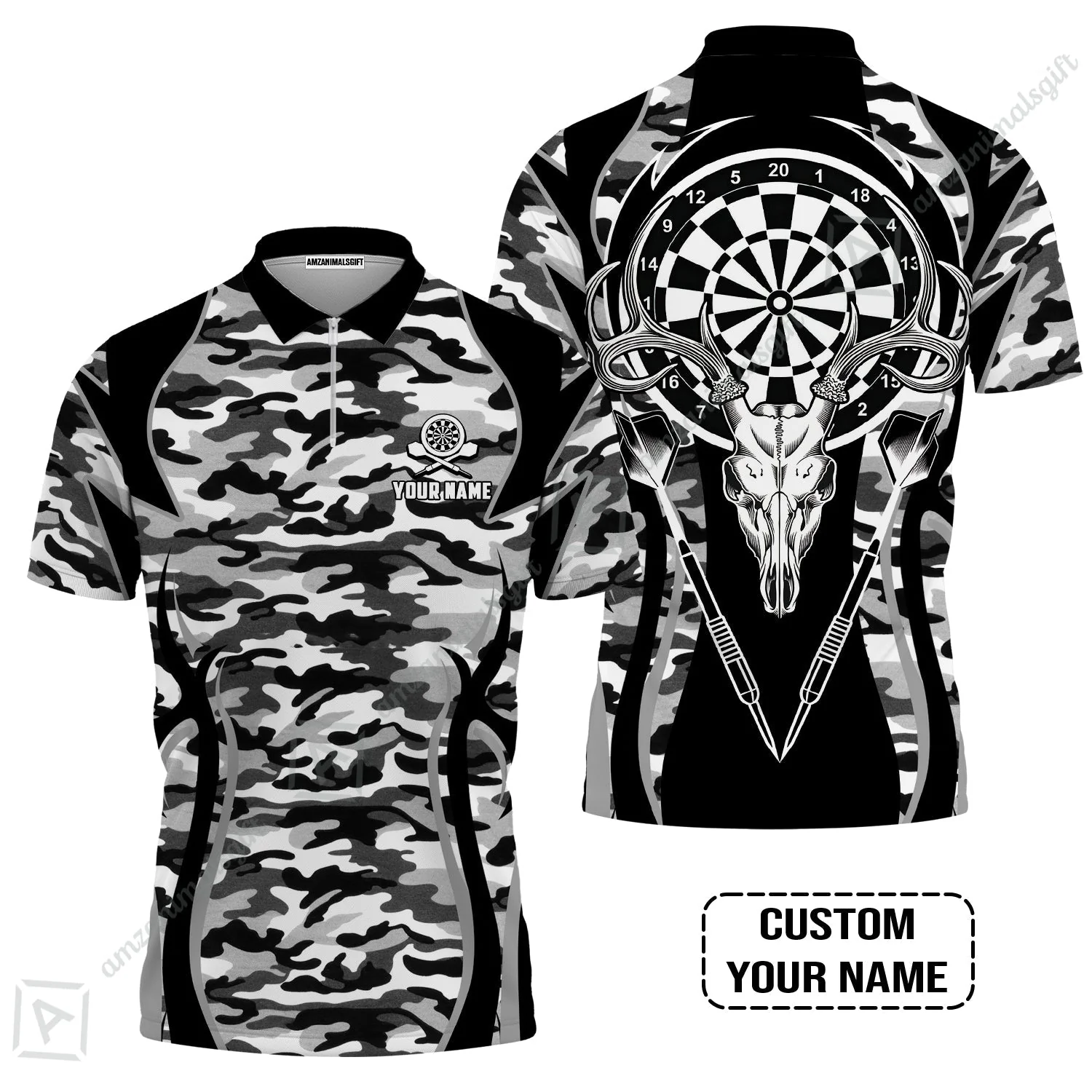 Darts Custom Name Hoodie, Camo Darts And Deer Personalized Hoodie - Image 3