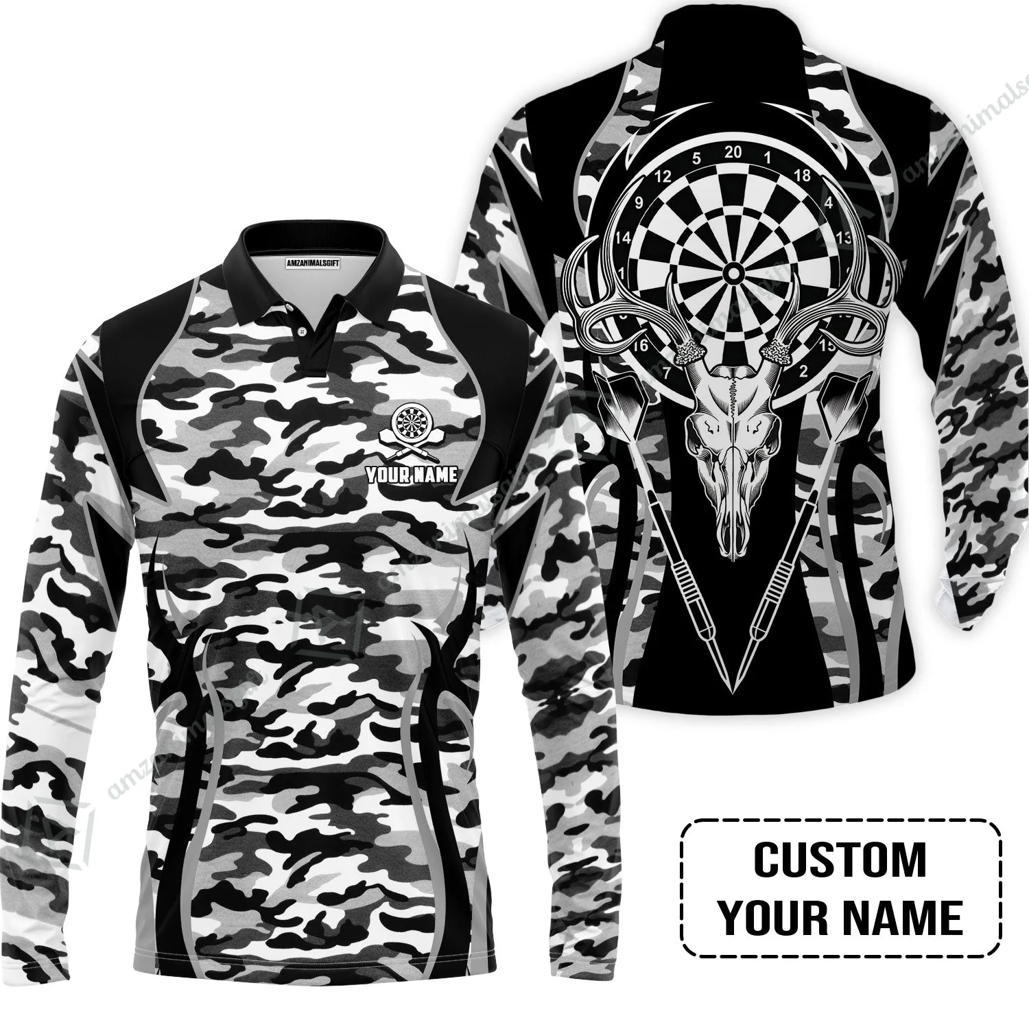 Darts Custom Name Hoodie, Camo Darts And Deer Personalized Hoodie - Image 4