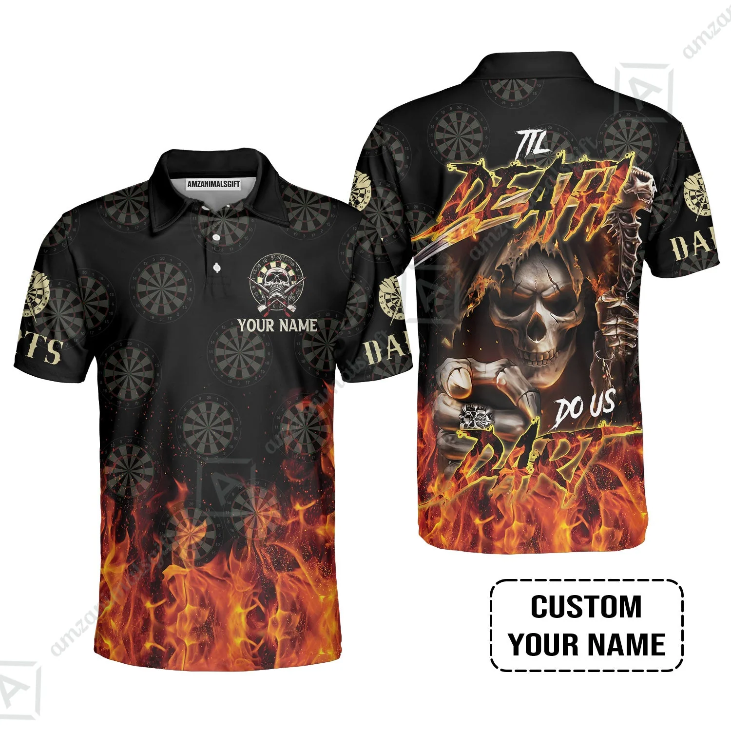Darts Custom Name Long Polo Shirt - Til Death Do Us Dart Dartboard Personalized Long Polo Shirt - Image 3