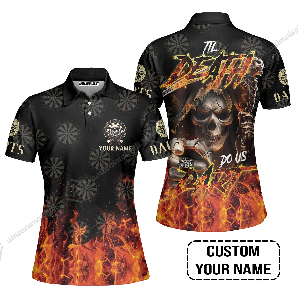 Darts Custom Name Long Polo Shirt - Til Death Do Us Dart Dartboard Personalized Long Polo Shirt - Image 7