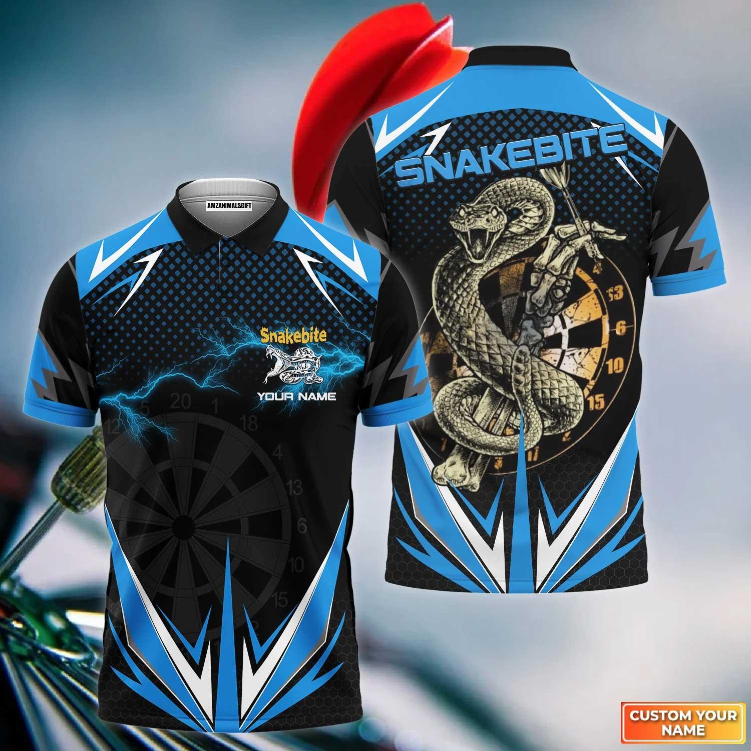 Darts Custom Name Men Polo Shirt, Bullseye Dartboard Snake Personalized Name Snakebite And Darts Polo Shirts For Men, Apparel For Darts Lover, Team - Image 2