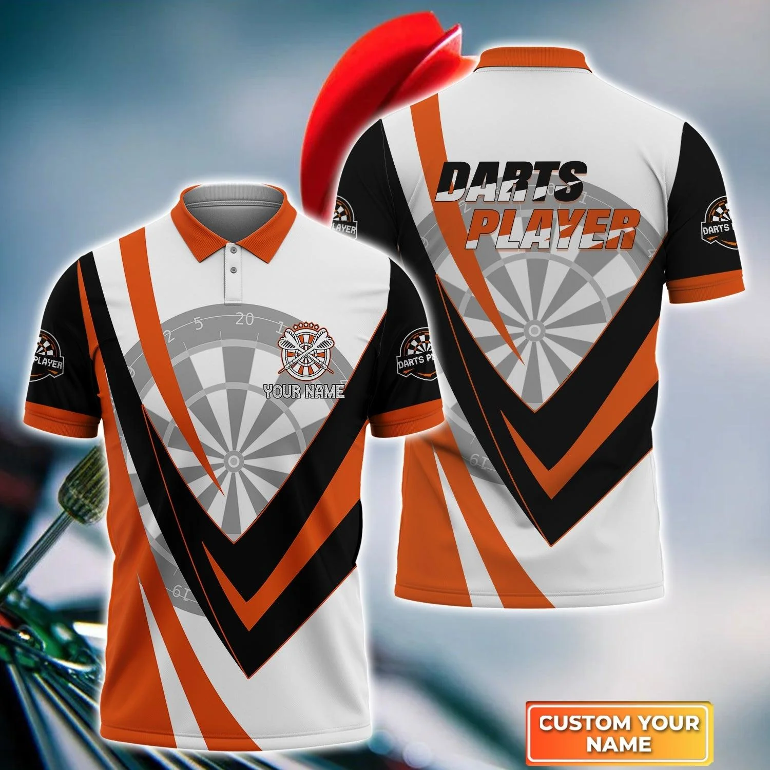 Darts Custom Name Men Polo Shirt, Dartboard And Arrow Personalized Men Polo Shirt Gift For Darts Lovers, Friend, Team Player