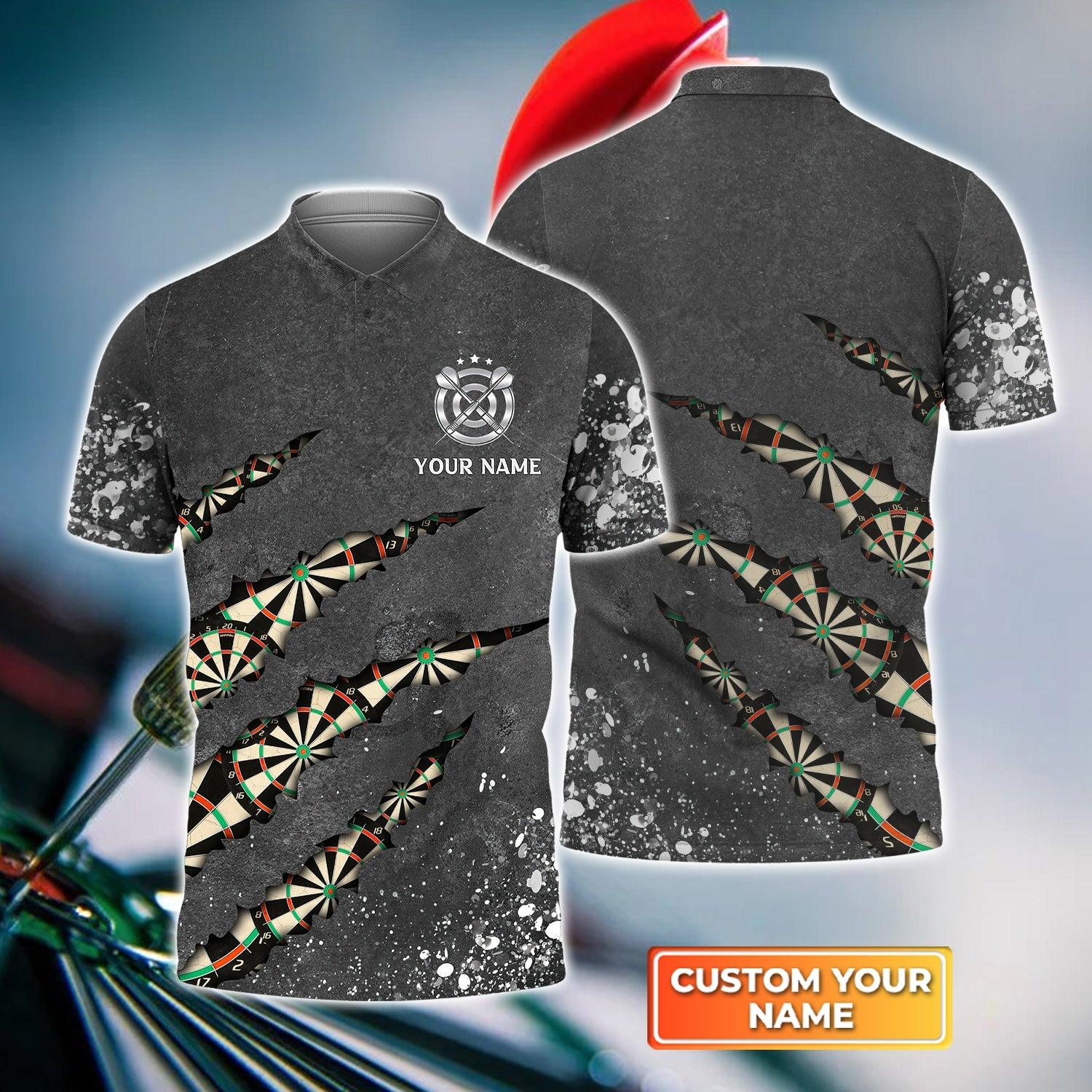 Darts Custom Name Men Polo Shirt, Darts Paint Splash Personalized Men Polo Shirt Gift For Darts Lovers, Friend, Darts Player