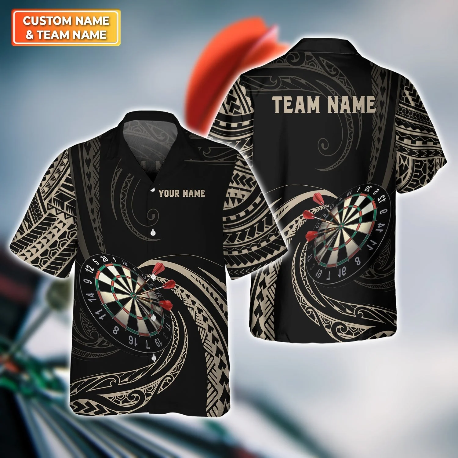 Darts Custom T-Shirt, Tattoo Maori Darts Personalized For Dart Team Player T-Shirt - Image 2
