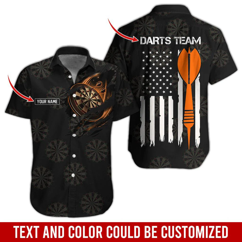 Darts Hawaiian Shirt Custom Name, Darts Team American Flag Personalized Aloha Hawaiian Shirts - Gift For Friend, Family - Image 6