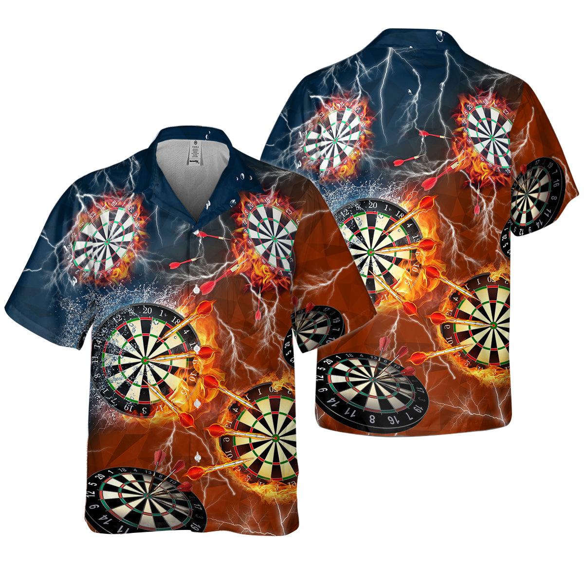 Darts Hawaiian Shirt, Dartboard Thunder Flame Hawaiian Shirts - Gift For Darts Lovers, Darts Players Uniforms - Image 4