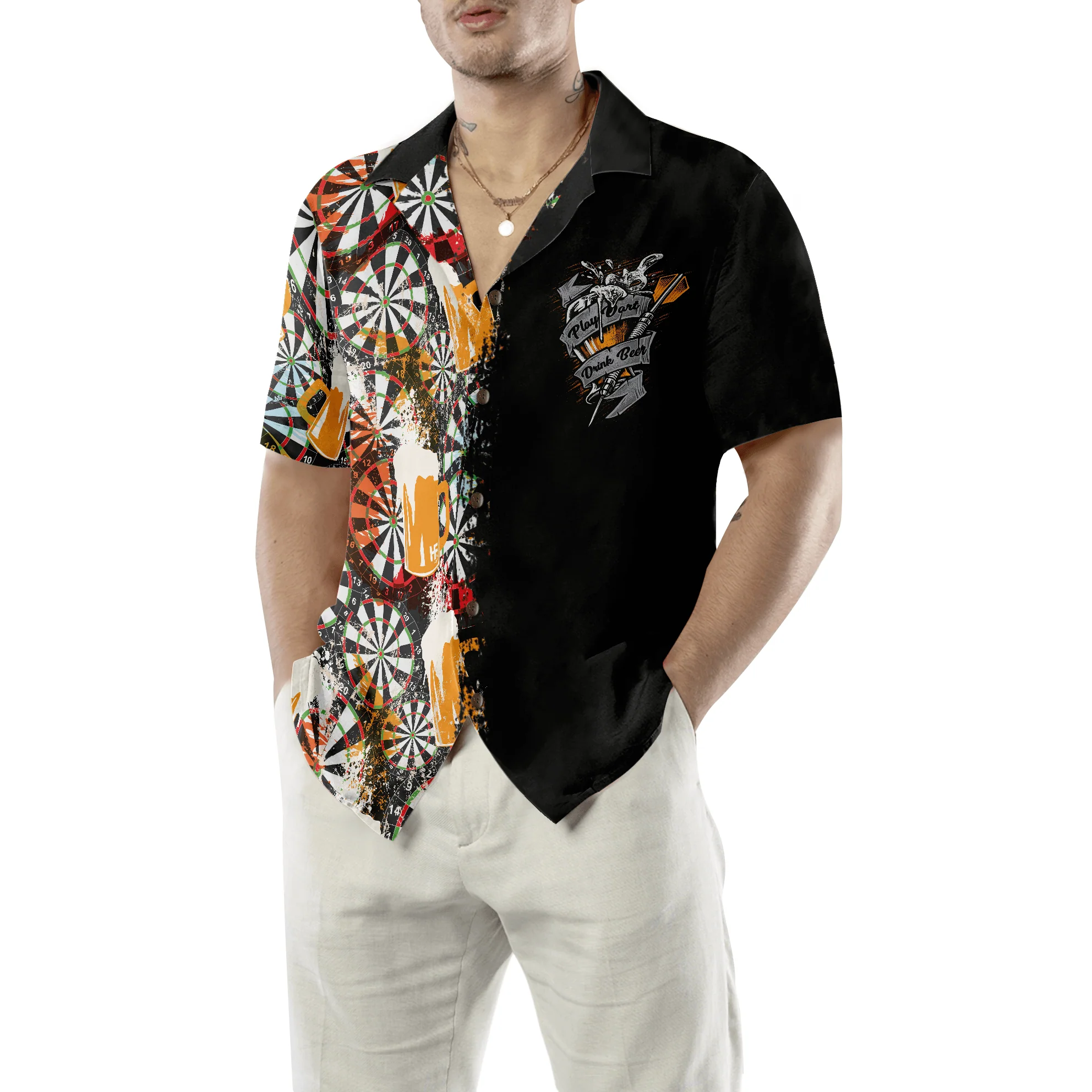 Darts Hawaiian Shirt, Play Darts And Drink Beer Aloha Hawaiian Shirt For Summer, Colorful Hawaiian Shirt For Men Women, Friend, Team, Darts Beer Lovers - Image 3