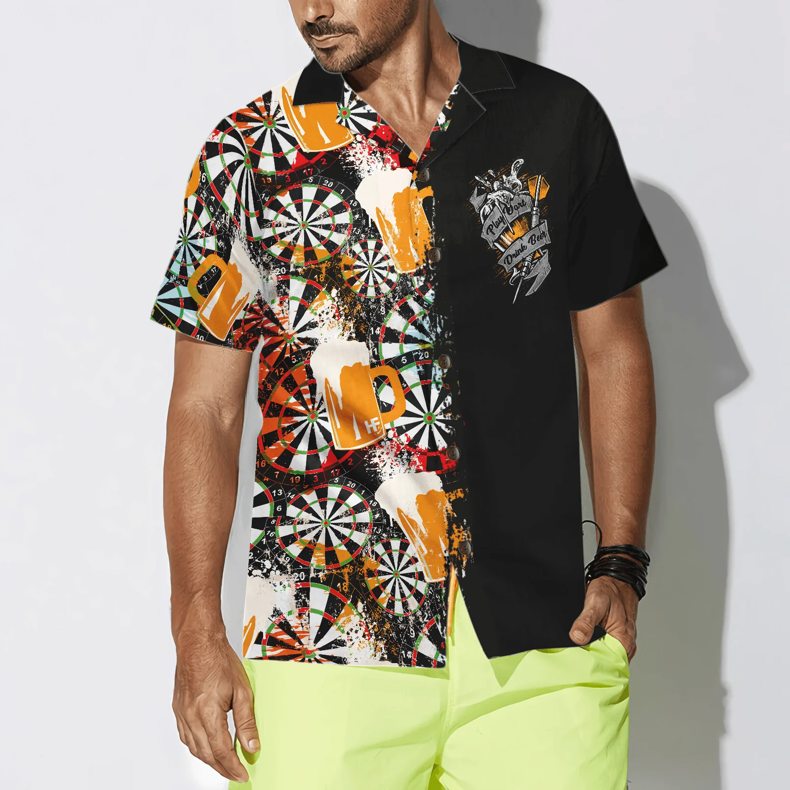 Darts Hawaiian Shirt, Play Darts And Drink Beer Aloha Hawaiian Shirt For Summer, Colorful Hawaiian Shirt For Men Women, Friend, Team, Darts Beer Lovers - Image 4
