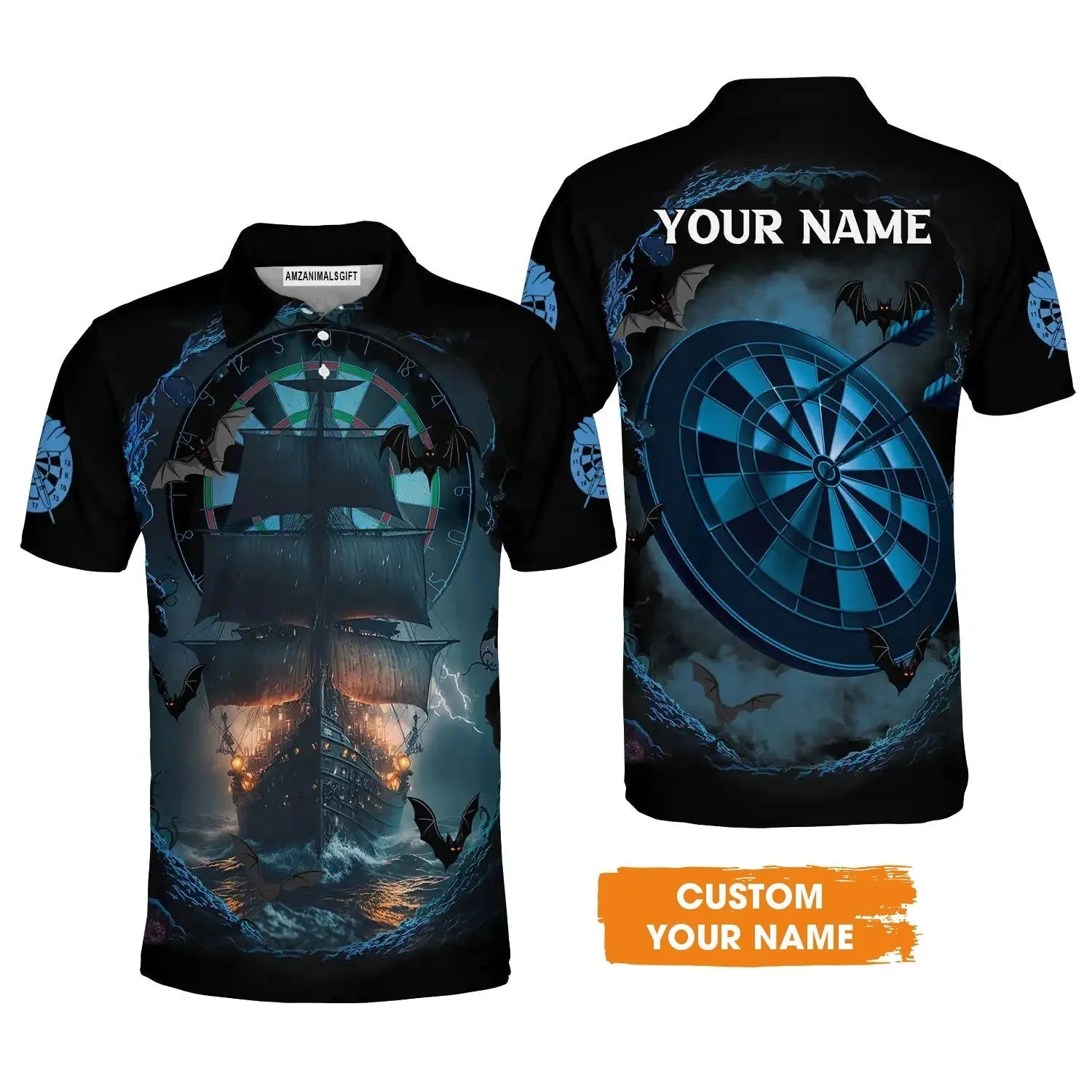 Darts Hoodie Customized Name, Sailboat & Bats Cave With Dartboard Hoodie - Gift For Darts Players, Darts Lovers - Image 6