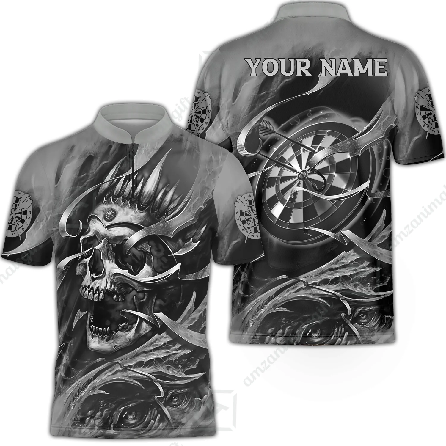Darts Men Polo Shirt Custom Name - Green Skull Dartboard Personalized Polo Shirt For Men - Gift For Darts Player, Friend, Family - Image 16
