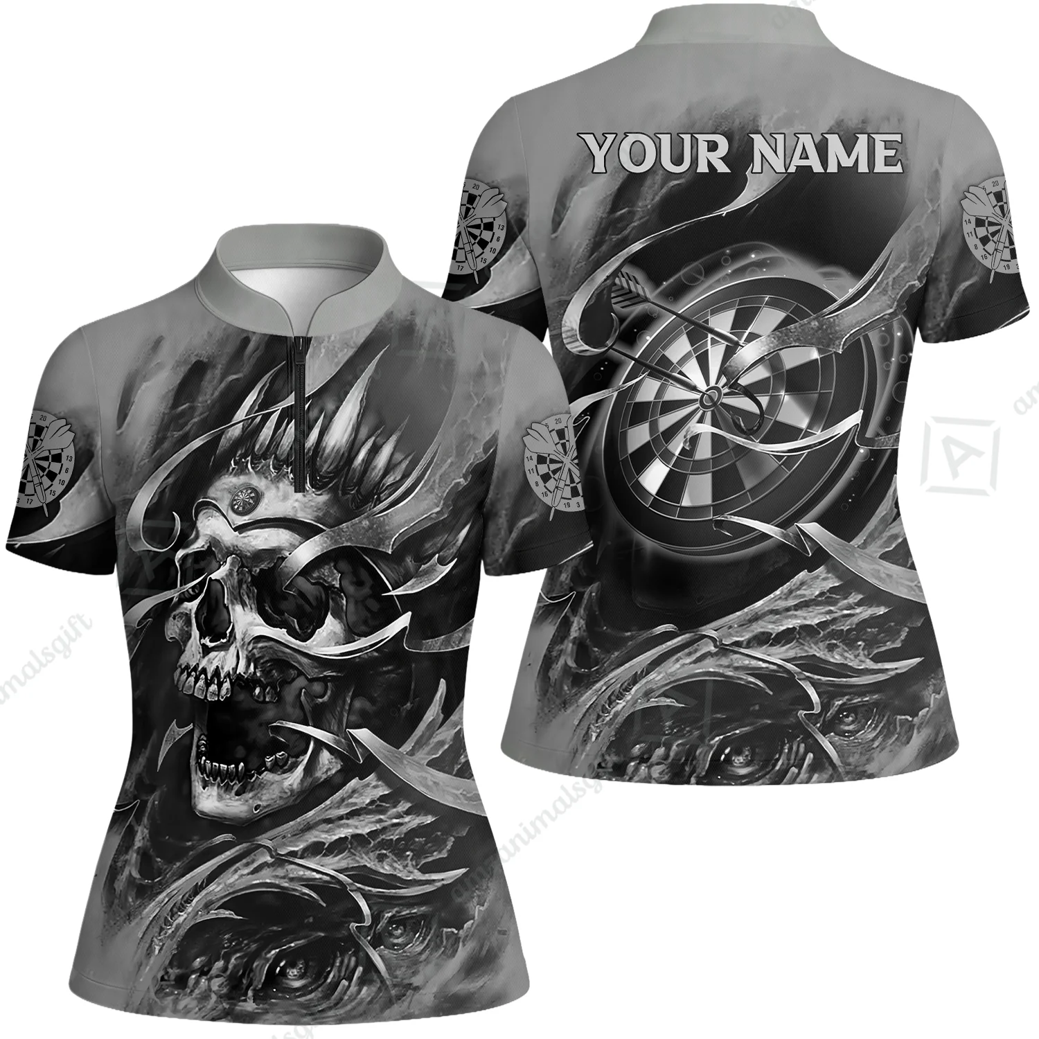 Darts Men Polo Shirt Custom Name - Green Skull Dartboard Personalized Polo Shirt For Men - Gift For Darts Player, Friend, Family - Image 25