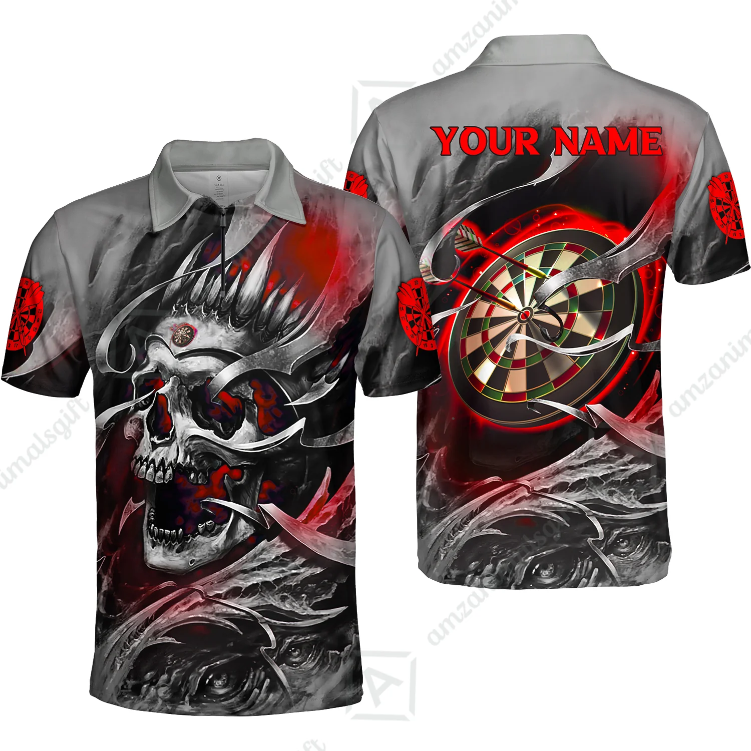 Darts Men Polo Shirt Custom Name - Green Skull Dartboard Personalized Polo Shirt For Men - Gift For Darts Player, Friend, Family - Image 55