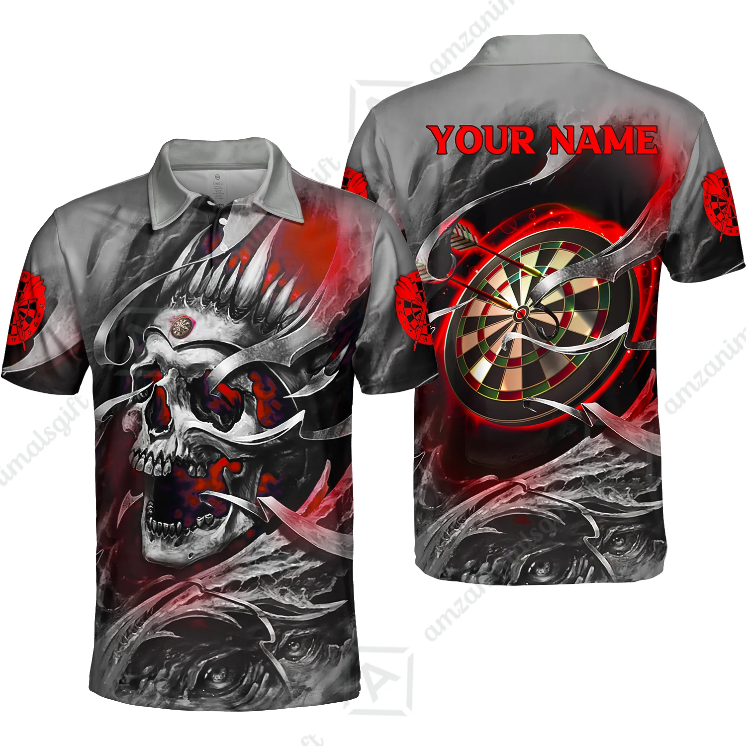 Darts Men Polo Shirt Custom Name - Green Skull Dartboard Personalized Polo Shirt For Men - Gift For Darts Player, Friend, Family - Image 58