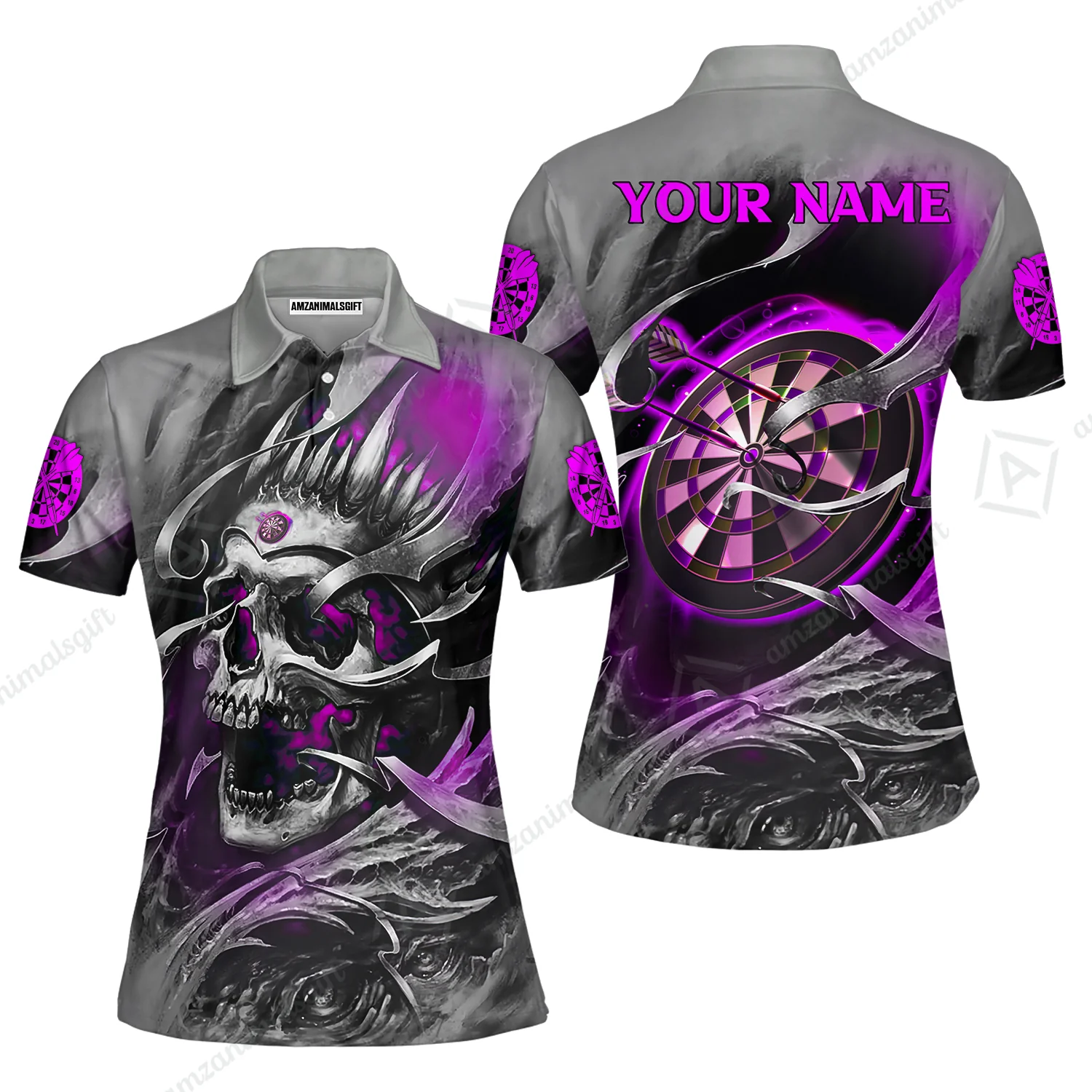 Darts Men Polo Shirt Custom Name - Green Skull Dartboard Personalized Polo Shirt For Men - Gift For Darts Player, Friend, Family - Image 62