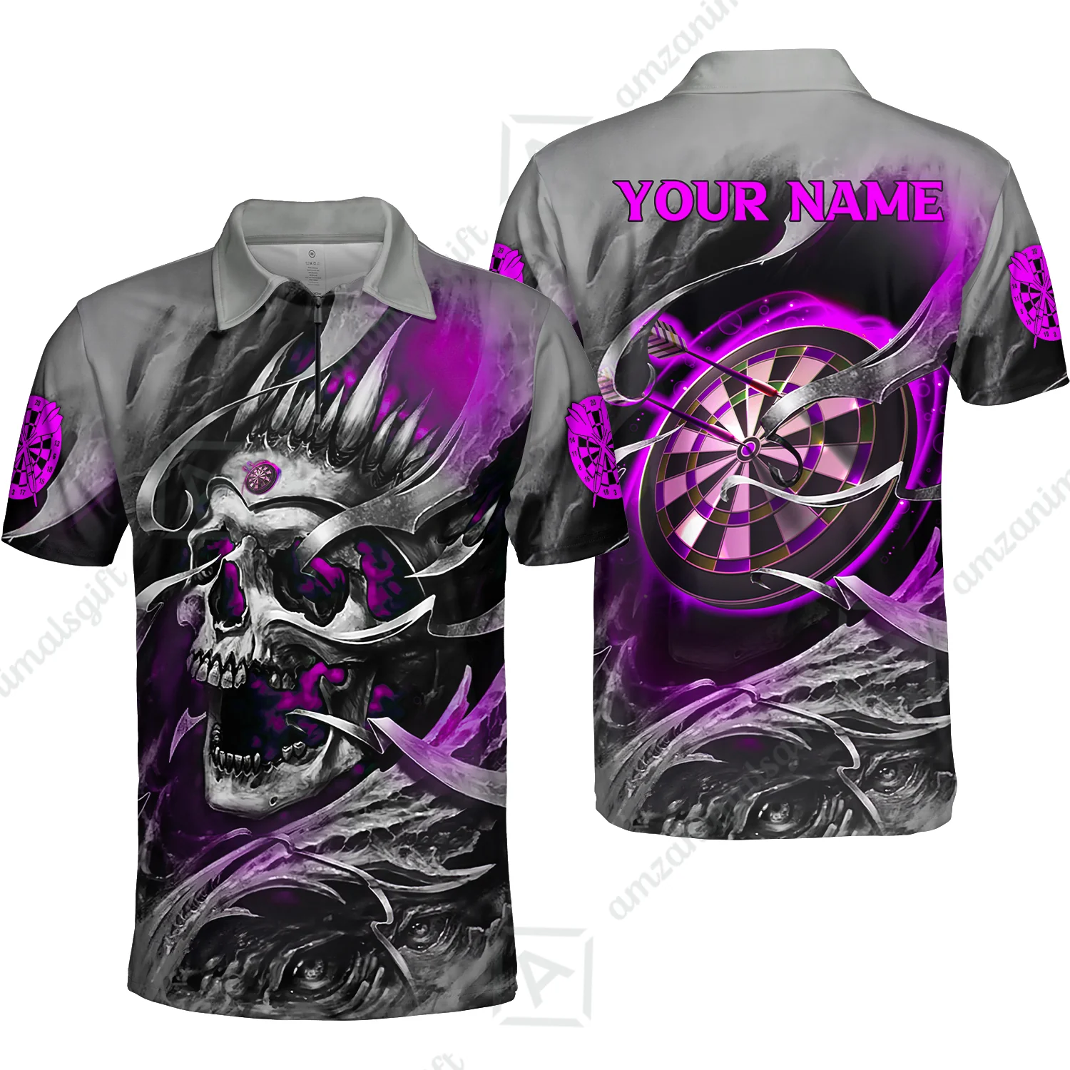 Darts Men Polo Shirt Custom Name - Green Skull Dartboard Personalized Polo Shirt For Men - Gift For Darts Player, Friend, Family - Image 69