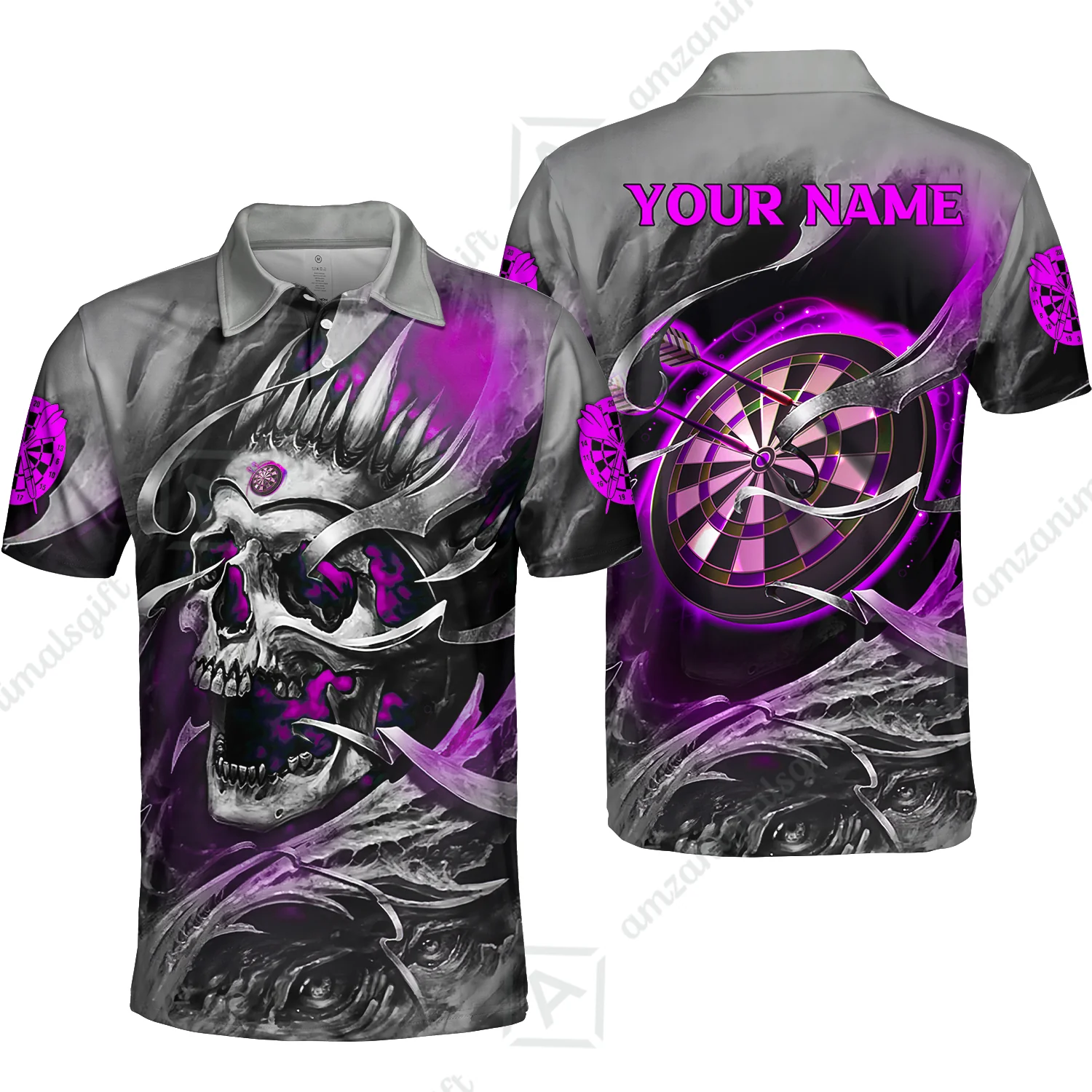 Darts Men Polo Shirt Custom Name - Green Skull Dartboard Personalized Polo Shirt For Men - Gift For Darts Player, Friend, Family - Image 72