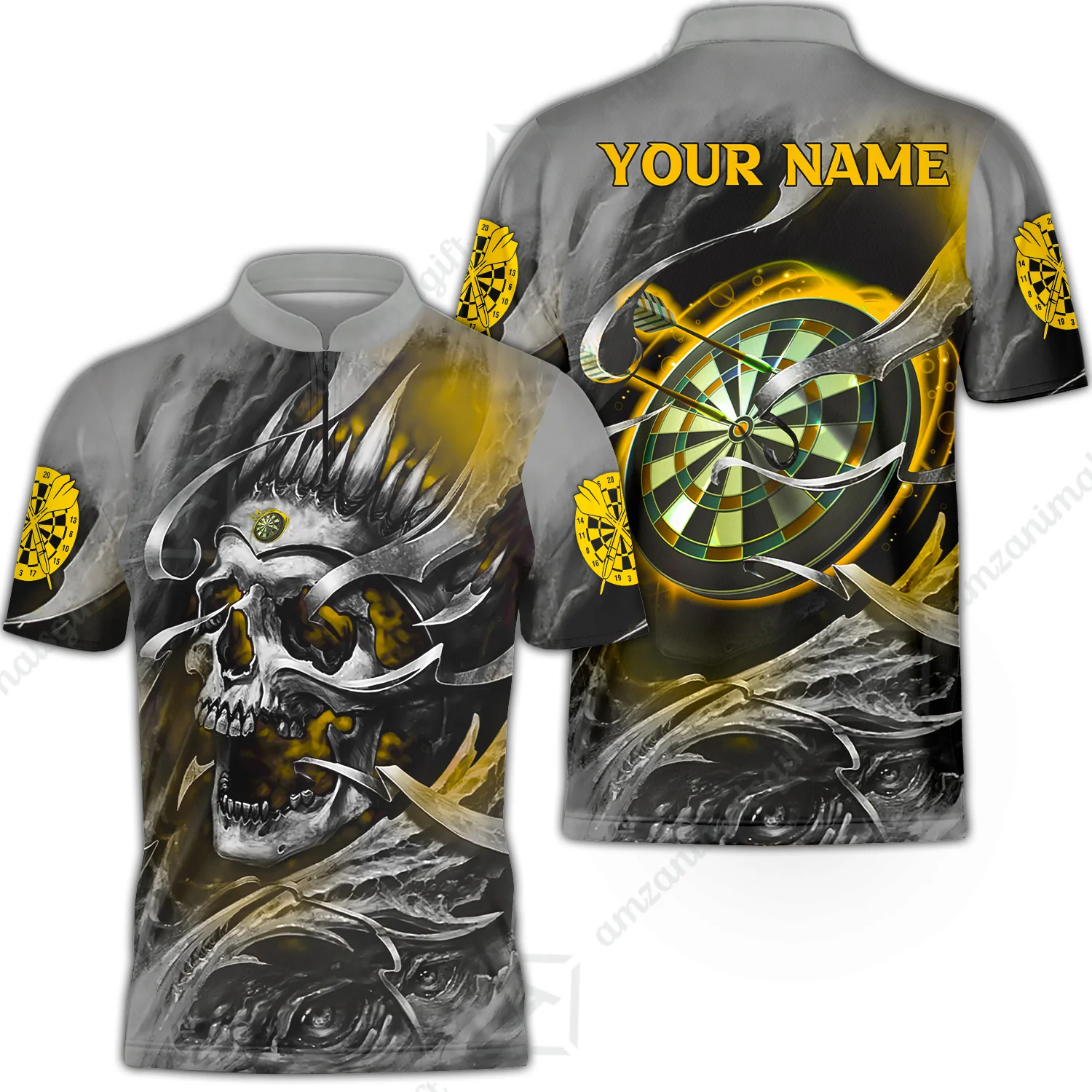 Darts Men Polo Shirt Custom Name - Green Skull Dartboard Personalized Polo Shirt For Men - Gift For Darts Player, Friend, Family - Image 86