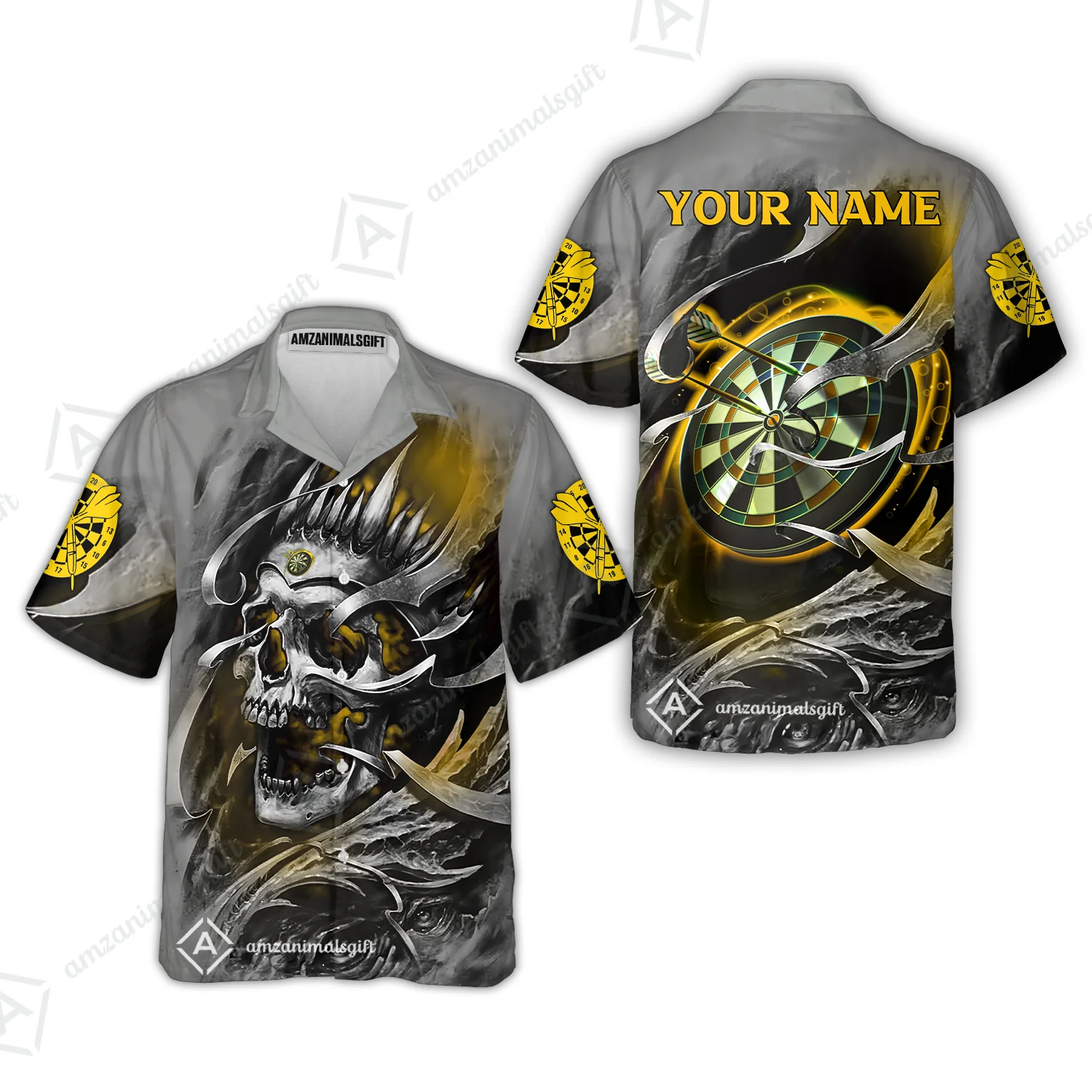 Darts Men Polo Shirt Custom Name - Green Skull Dartboard Personalized Polo Shirt For Men - Gift For Darts Player, Friend, Family - Image 87