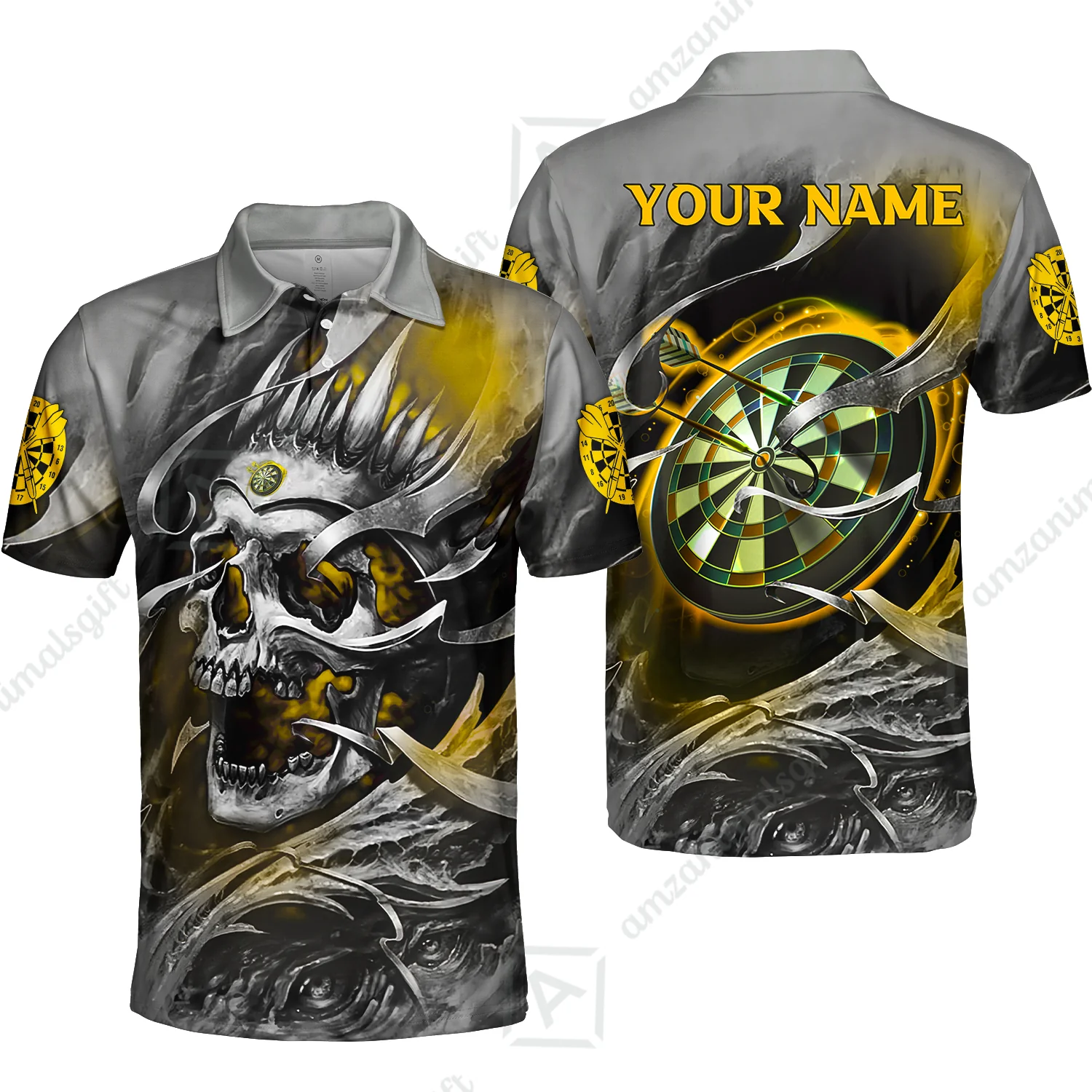 Darts Men Polo Shirt Custom Name - Green Skull Dartboard Personalized Polo Shirt For Men - Gift For Darts Player, Friend, Family - Image 94