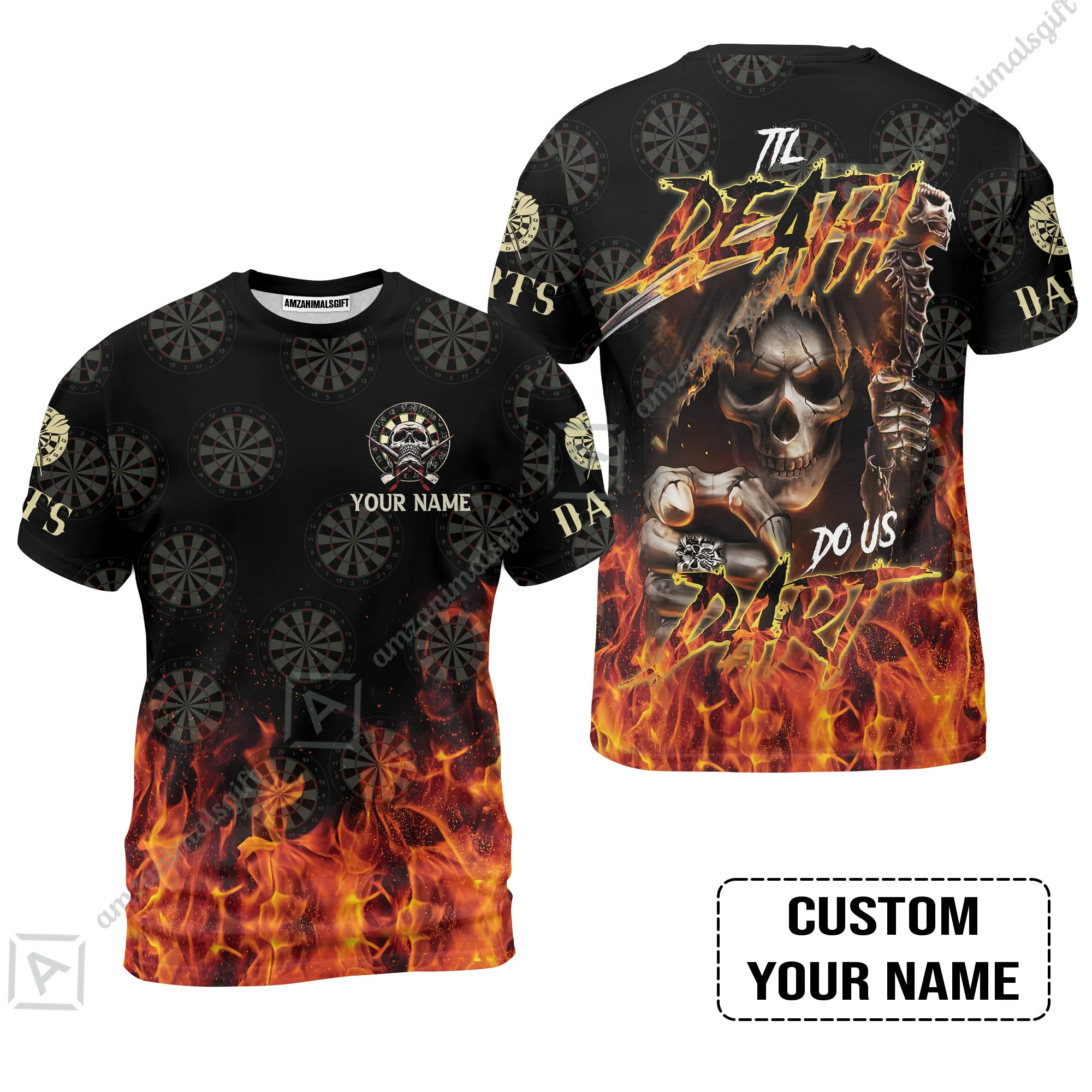 Darts Men Polo Shirt Custom Name - Til Death Do Us Dart Dartboard Personalized Polo Shirt - Image 9