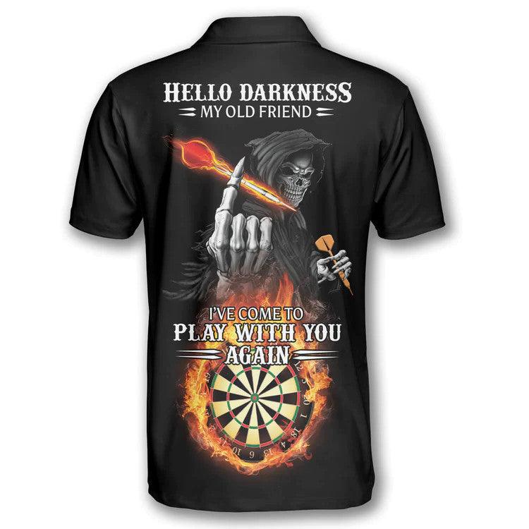 Darts Polo Shirt, Darts Hello Darkness My Old Friends Polo Shirt For Men - Perfect Gift For Darts Lovers, Darts Players - Image 4