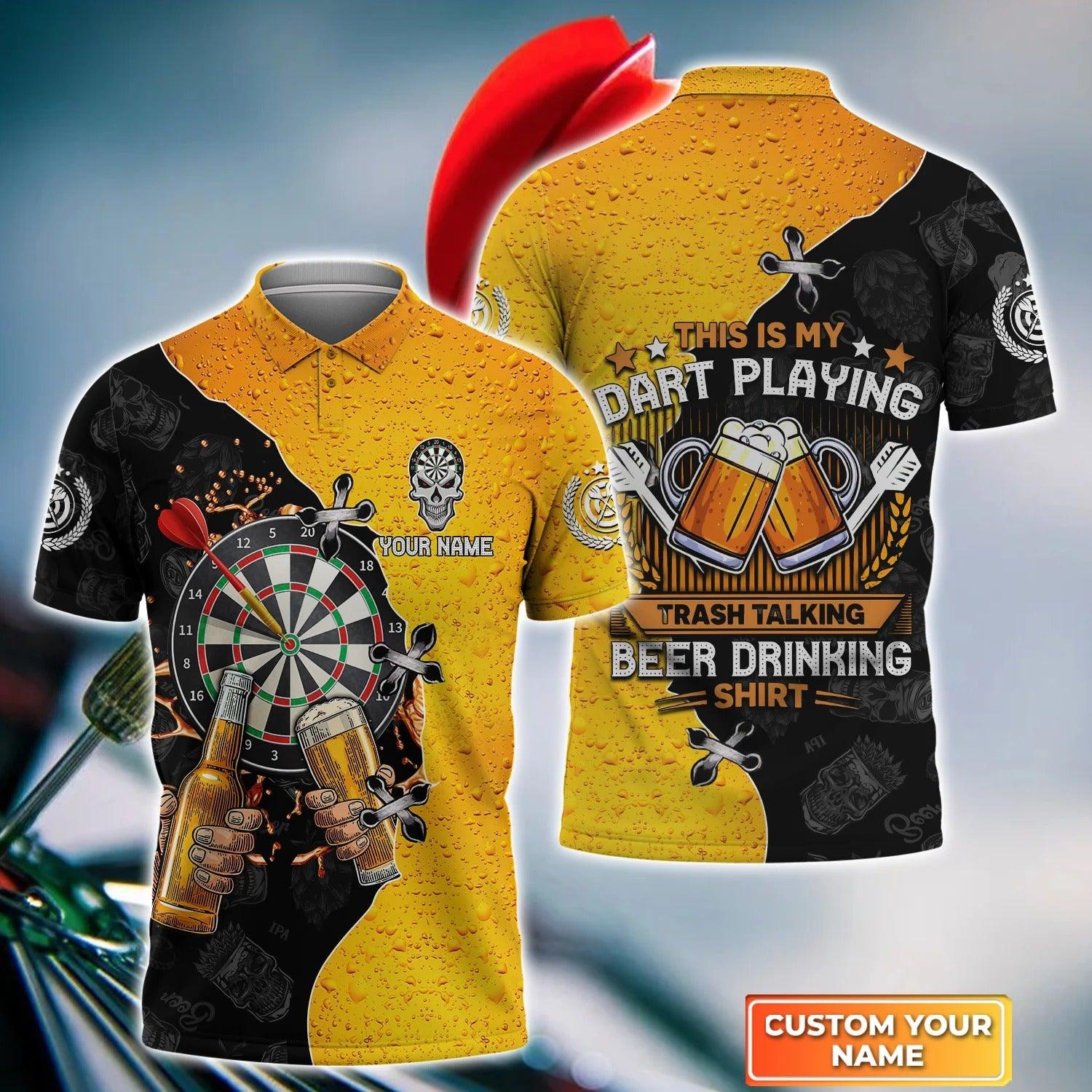 Darts Polo Shirts Personalised, Dart & Beer Dart Playing Trash Talking Beer Drinking Custom Name Men Polo Shirt - Perfect Gift For Men, Darts Player