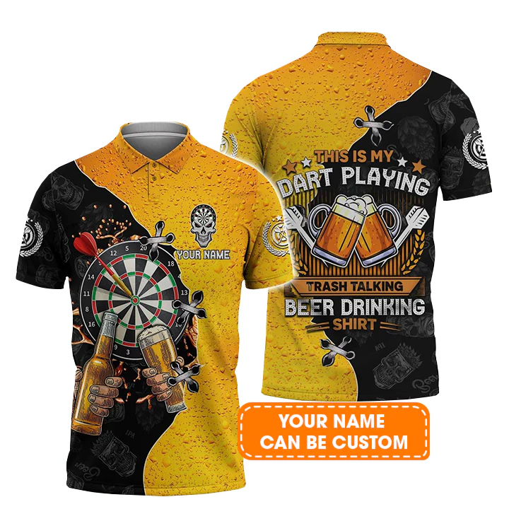 Darts Polo Shirts Personalised, Dart & Beer Dart Playing Trash Talking Beer Drinking Custom Name Men Polo Shirt - Perfect Gift For Men, Darts Player - Image 2