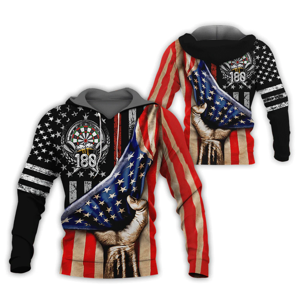 Darts Premium Hoodie, American Flag Hoodie, Darts & Beer Hoodie, Perfect Gift For Darts Lovers, Friend, Family