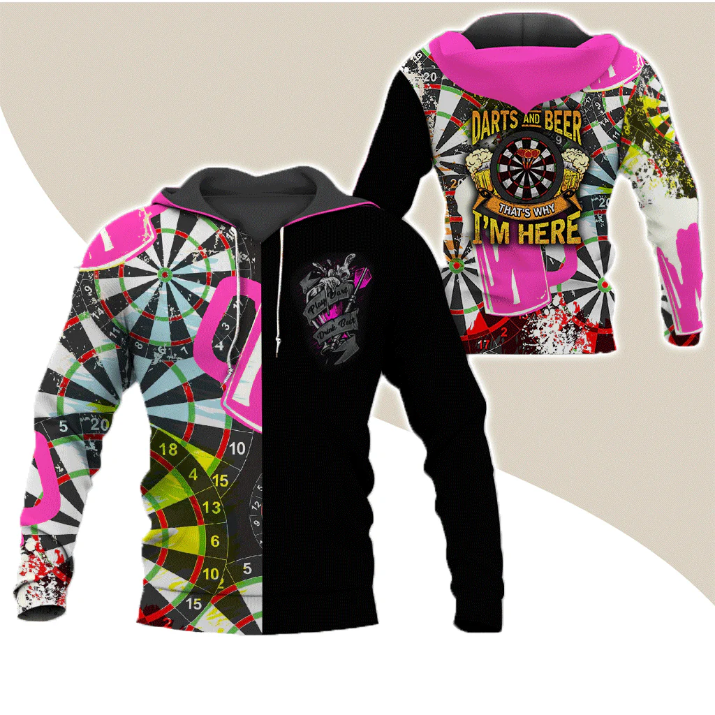 Darts Premium Hoodie, Darts And Beer That's Why I'm Here Darts Hoodie For Men & Women - Gift For Darts Lovers, Friend, Family - Image 3