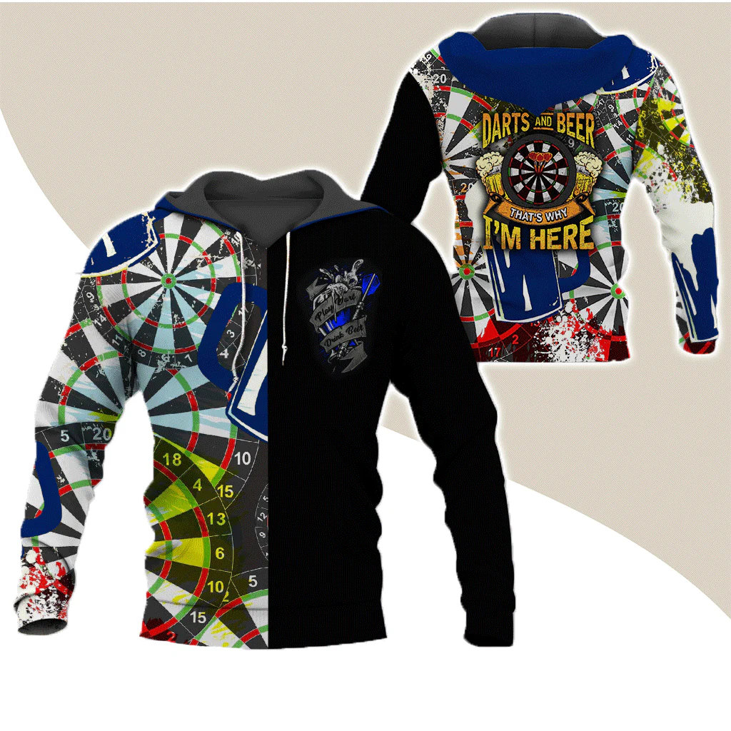 Darts Premium Hoodie, Darts And Beer That's Why I'm Here Darts Hoodie For Men & Women - Gift For Darts Lovers, Friend, Family - Image 4