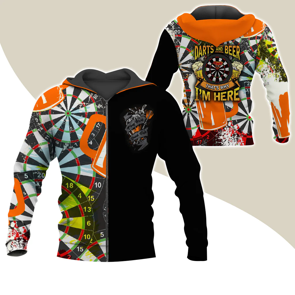 Darts Premium Zip Hoodie, Darts & Beer That’s Why I’m Here Zip Hoodie For Men & Women - Gift For Darts Lovers, Darts Players - Image 13