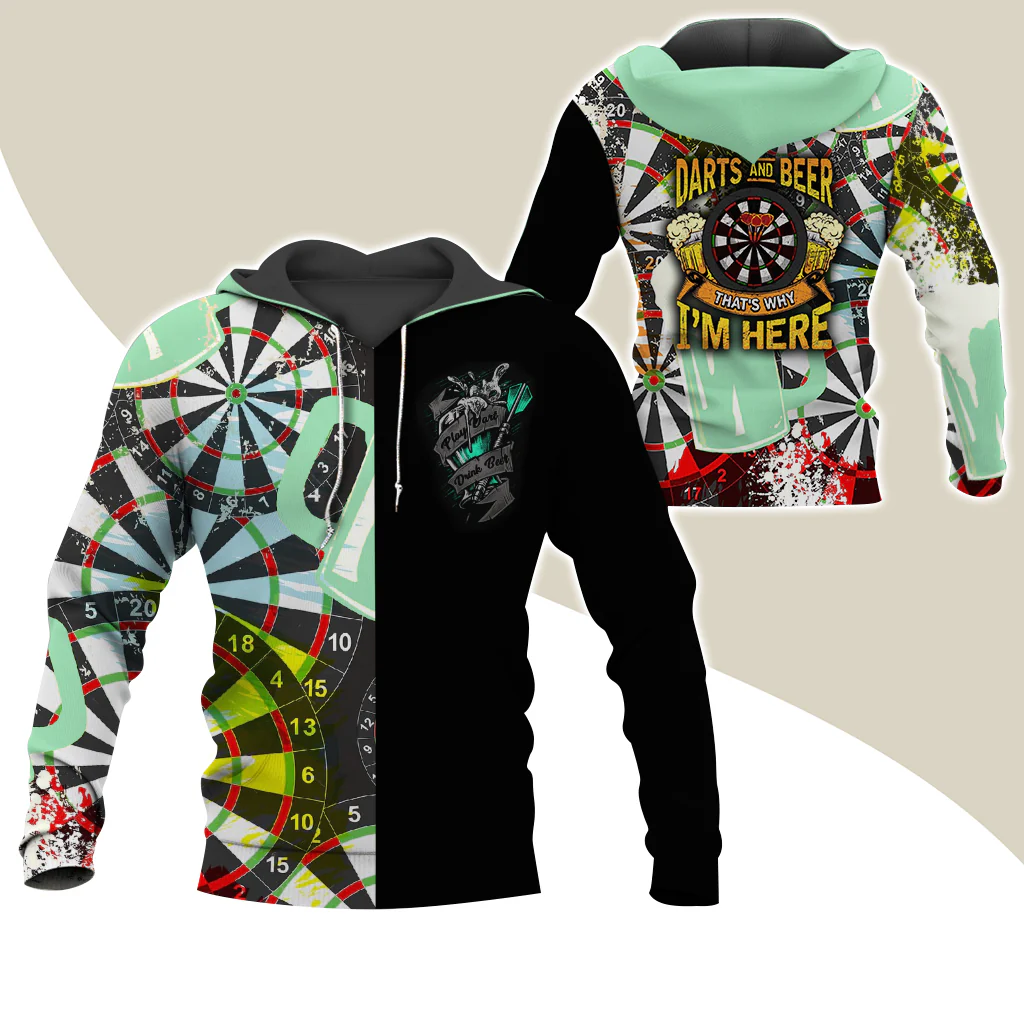 Darts Premium Zip Hoodie, Darts & Beer That’s Why I’m Here Zip Hoodie For Men & Women - Gift For Darts Lovers, Darts Players - Image 9