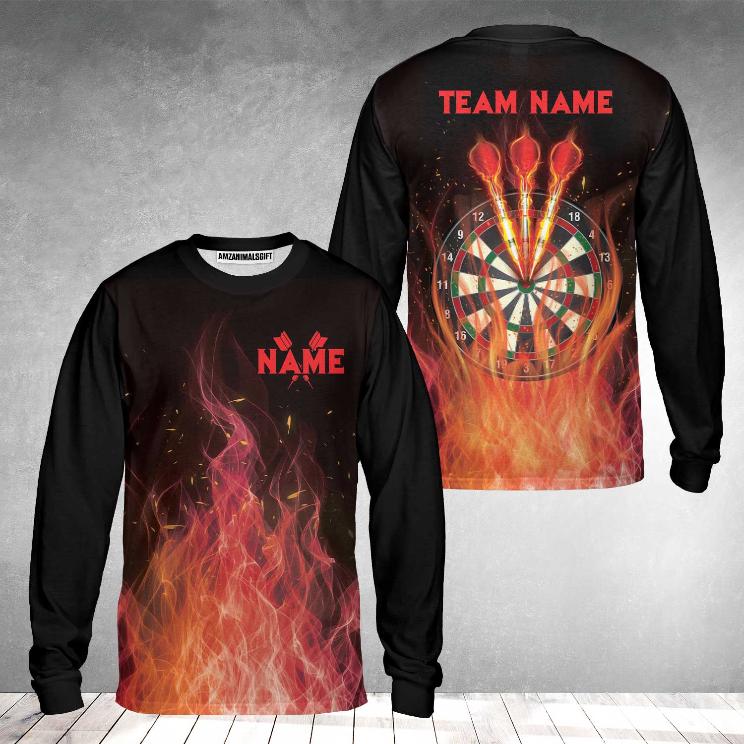 Darts Polo Shirt Custom Name And Team Name, Darts Flame Player Uniform, Personalized Shirt For Darts Lovers, Darts Players - Image 5