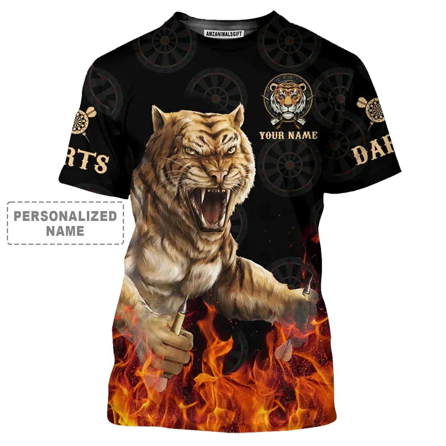 Darts Tiger Black And Fire Premium Hoodie Customized Name, Perfect Outfit For Darts Players Uniforms, Darts Lovers, Team - Image 2