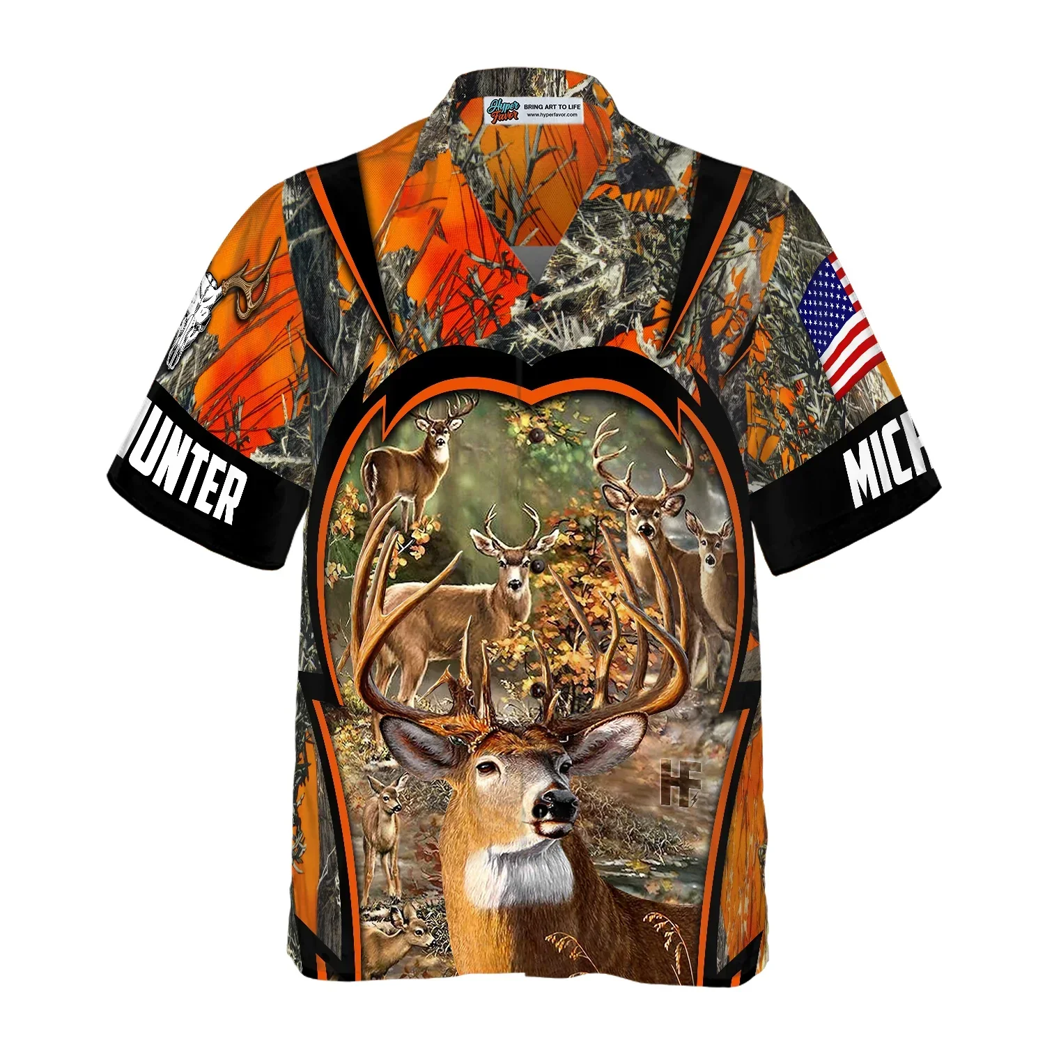 Deer Hunting Custom Name Hawaiian Shirt, Personalized American Flag Aloha Shirts For Men Women, Perfect Gift For Husband, Wife, Boyfriend, Friend - Image 5