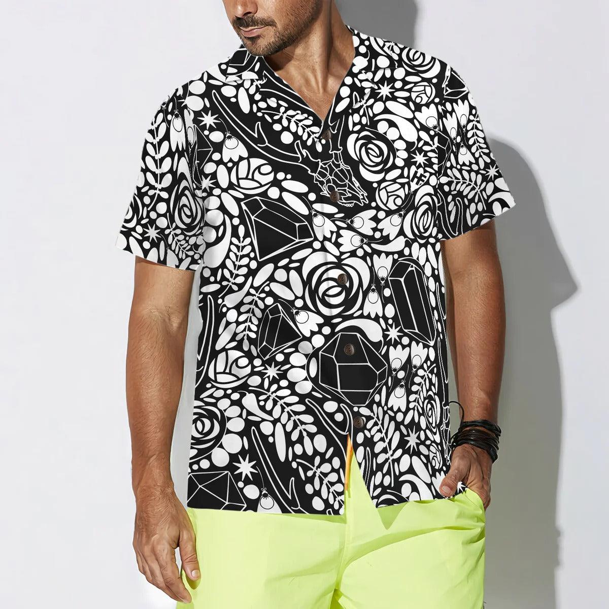 Deer Skull Hawaiian Shirt, Deer Skull Crystal Flower Seamless Pattern Hawaiian Shirt, Flower Hawaiian Shirt - Gift For Men Women, Friends, Family - Image 3
