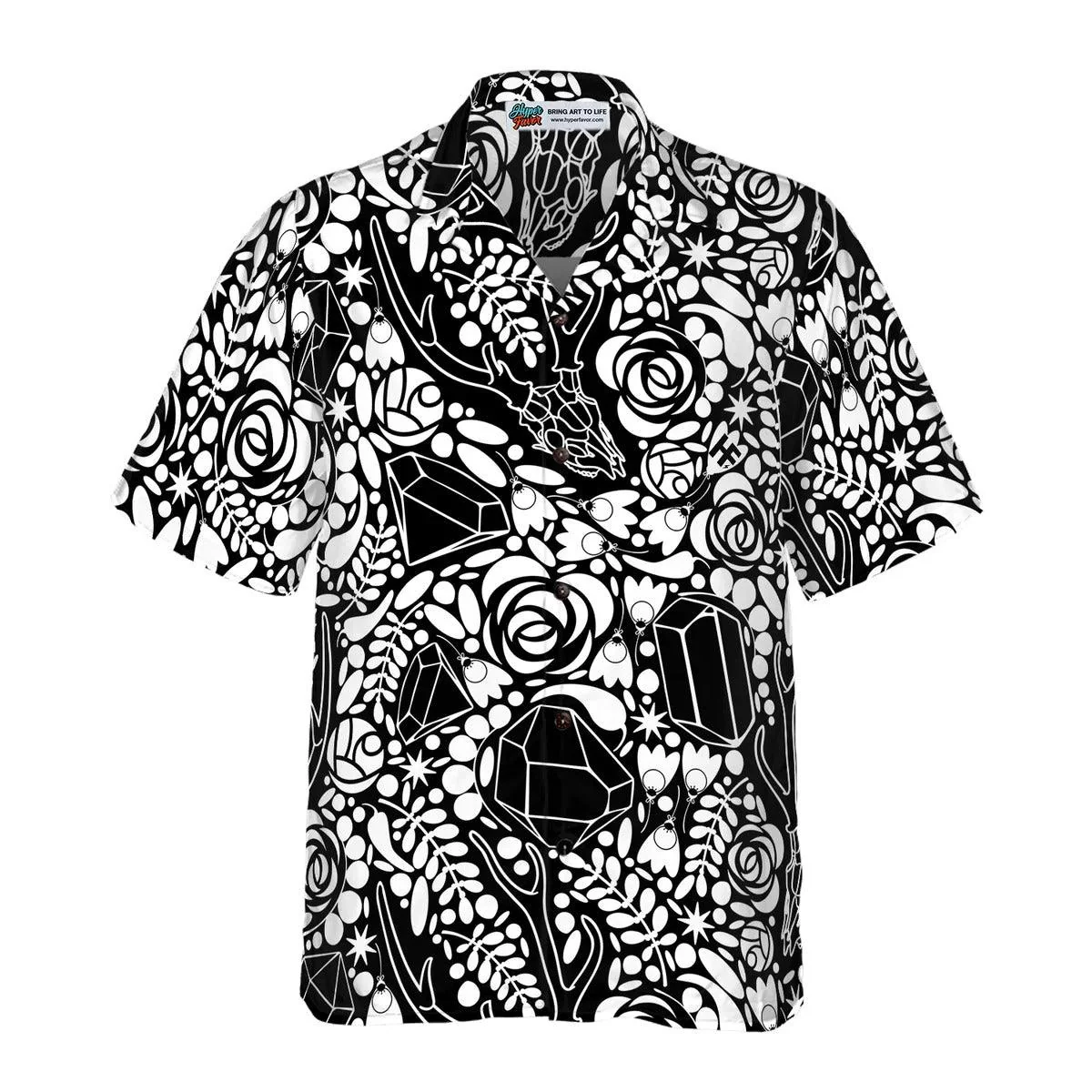 Deer Skull Hawaiian Shirt, Deer Skull Crystal Flower Seamless Pattern Hawaiian Shirt, Flower Hawaiian Shirt - Gift For Men Women, Friends, Family - Image 4