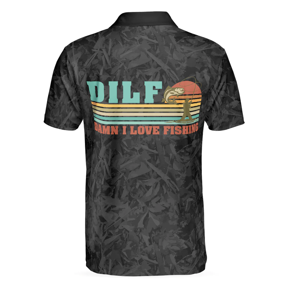 DILF Damn I Love Fishing Polo Shirt, Short Sleeve Black Fishing Shirt For Men, Best Gift For Men, Gift For Fishing Lovers - Image 2