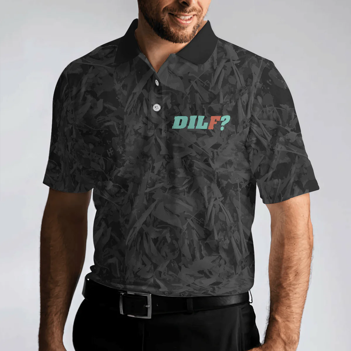 DILF Damn I Love Fishing Polo Shirt, Short Sleeve Black Fishing Shirt For Men, Best Gift For Men, Gift For Fishing Lovers - Image 5