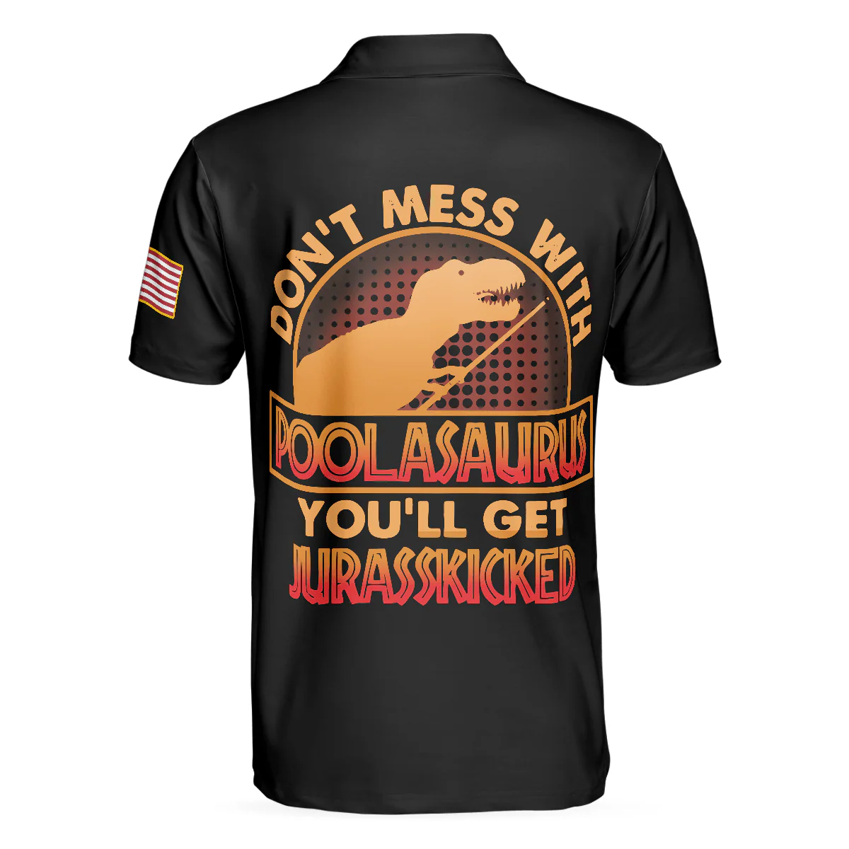 Dinosaur Poolasaurus Flame Skull Billiards Polo Shirt, Short Sleeve Jurassic Billiards Shirt For Men, Gift For Billiards Lovers - Image 2