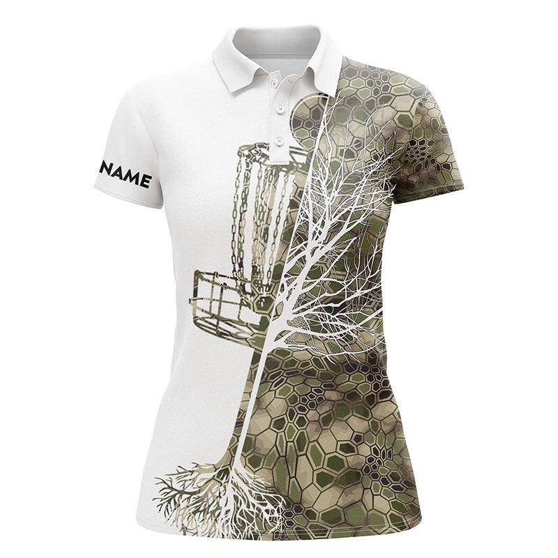 Disc Golf Custom Name Women Polo Shirt, Camo Disc Golf Basket Personalized Women Polo Shirts, Perfect Gift For Ladies, Girls, Disc Golf Lovers - Image 2