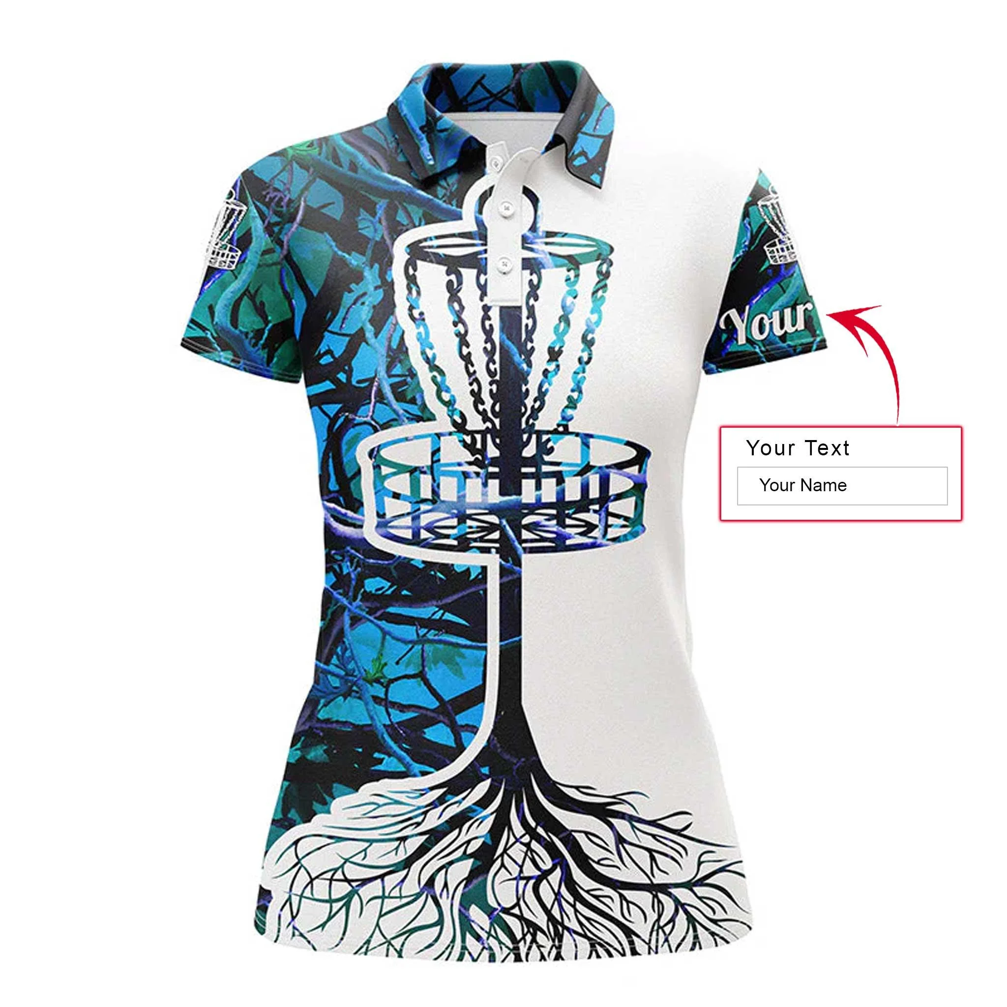 Disc Golf Custom Name Women Polo Shirt, Multi-Color Camo, Disc Golf Basket Personalized Women Polo Shirts, Best Gift For Disc Golf Lovers