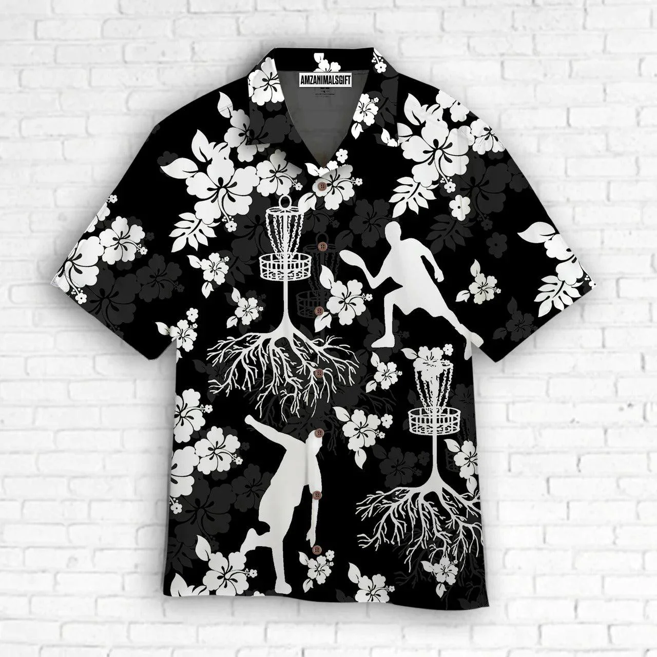 Disc Golf Hawaiian Shirt, Disc Golf Tree Hibiscus Black Hibiscus Black Aloha Hawaiian Shirts For Men and Women - Gift For Disc Golfer, Friend, Family - Image 2